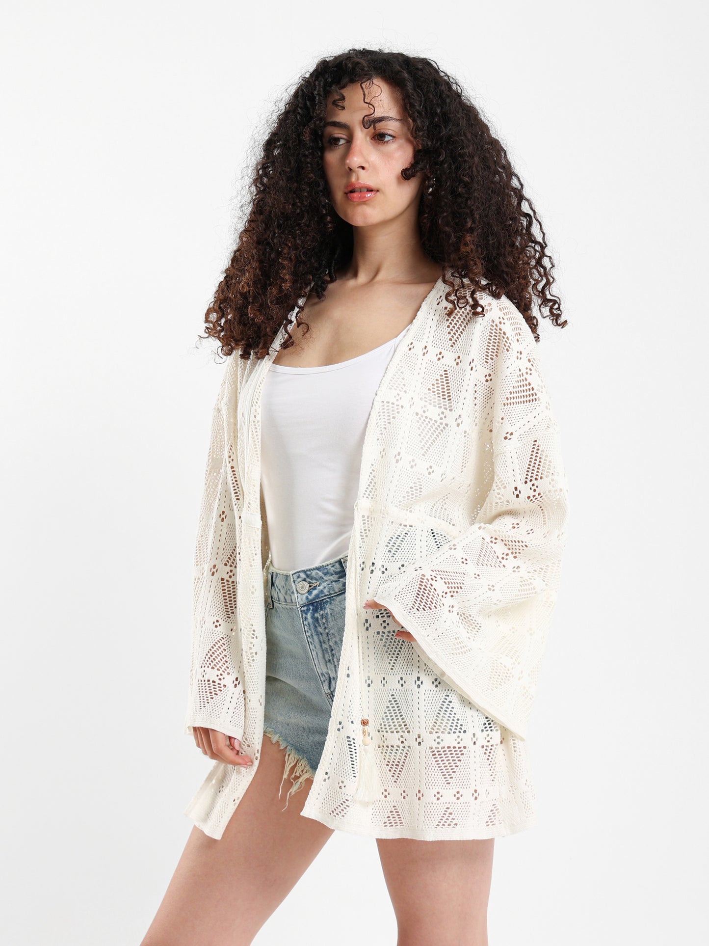 Bell Sleeve Lace Kimono