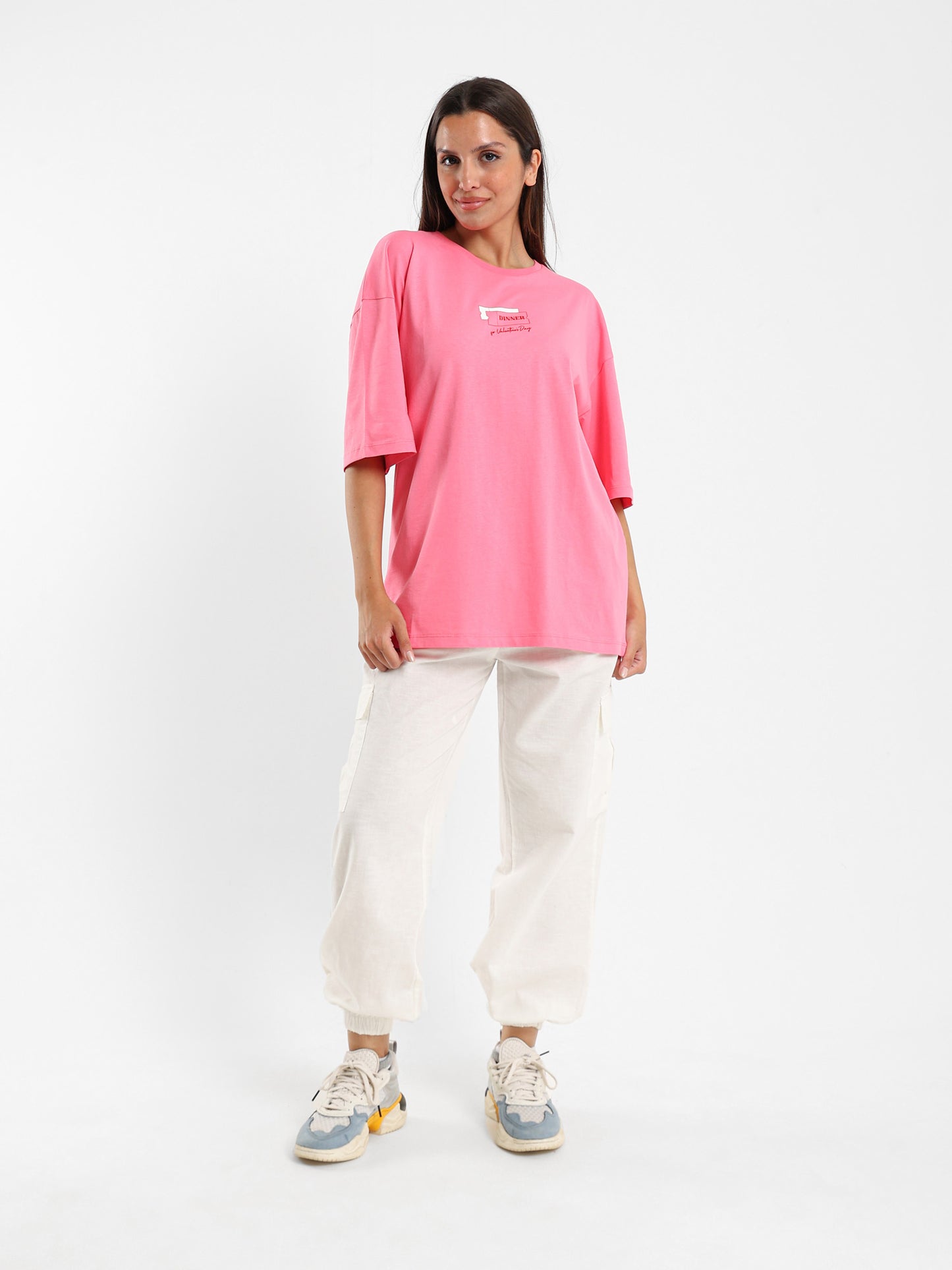 Oversized “Dinner for 2” Print T-Shirt