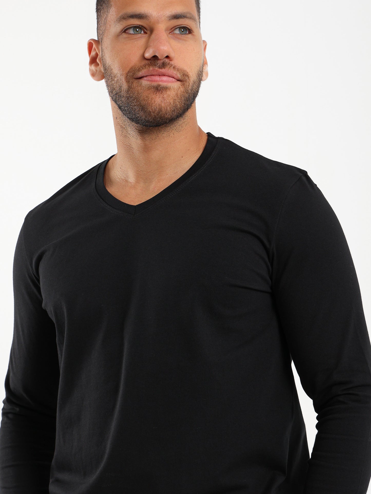 Basic V-Neck Long Sleeve T-Shirt - Outlet