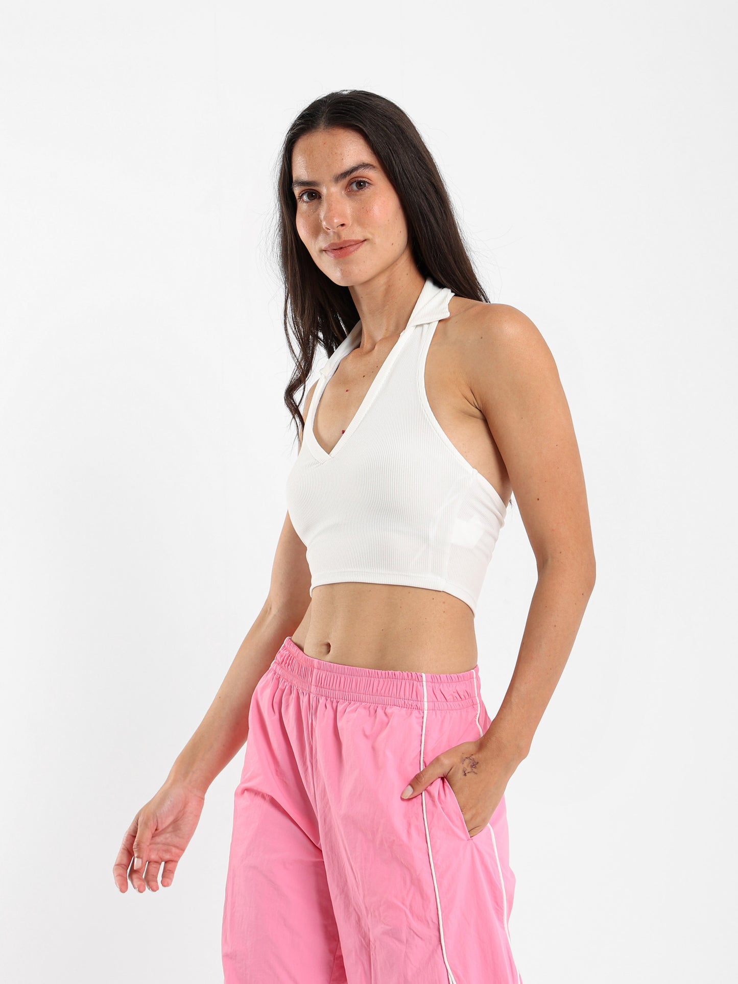 Halter-Neck Cropped Polo - Outlet