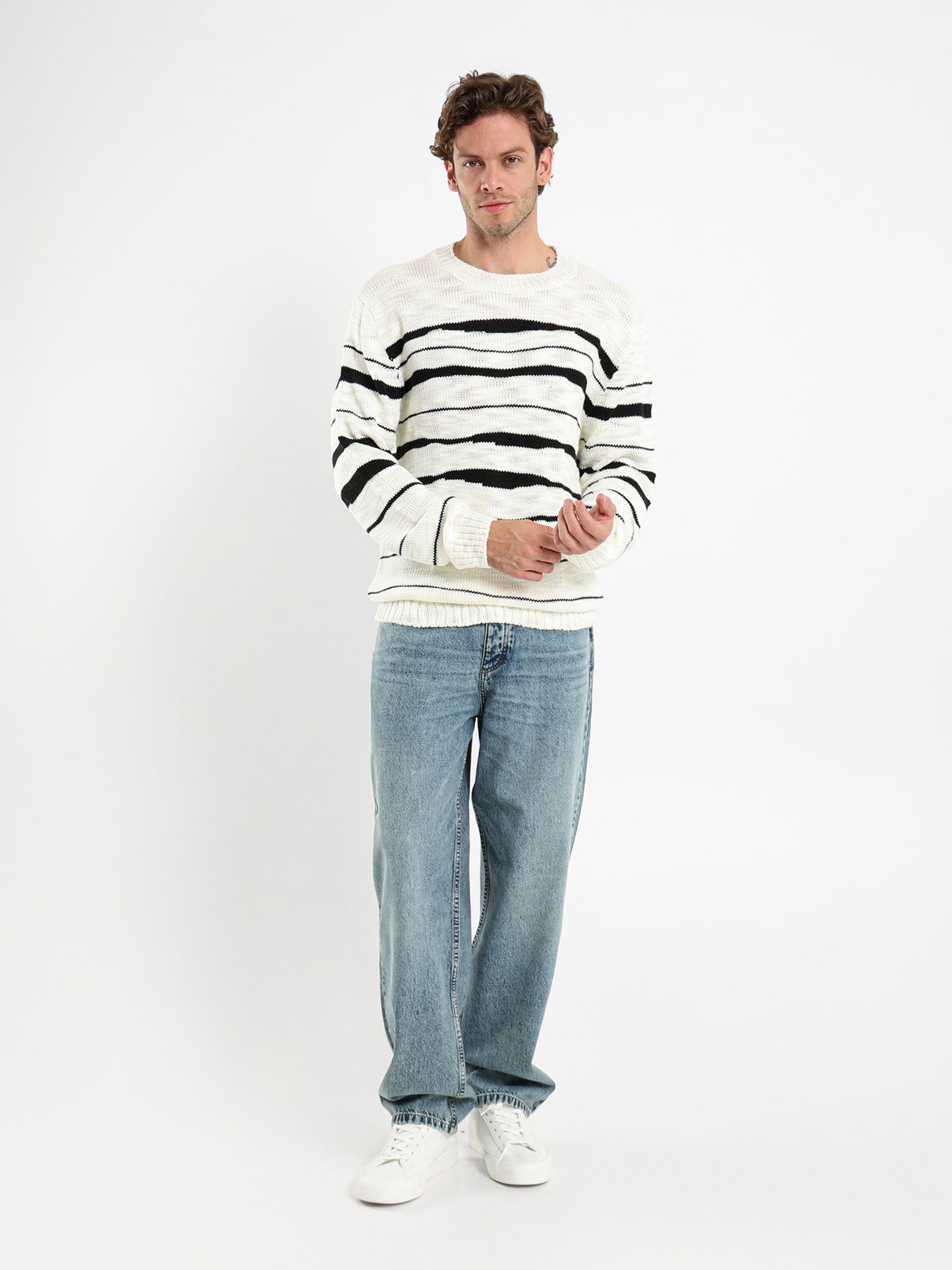 Irregular Striped Pullover