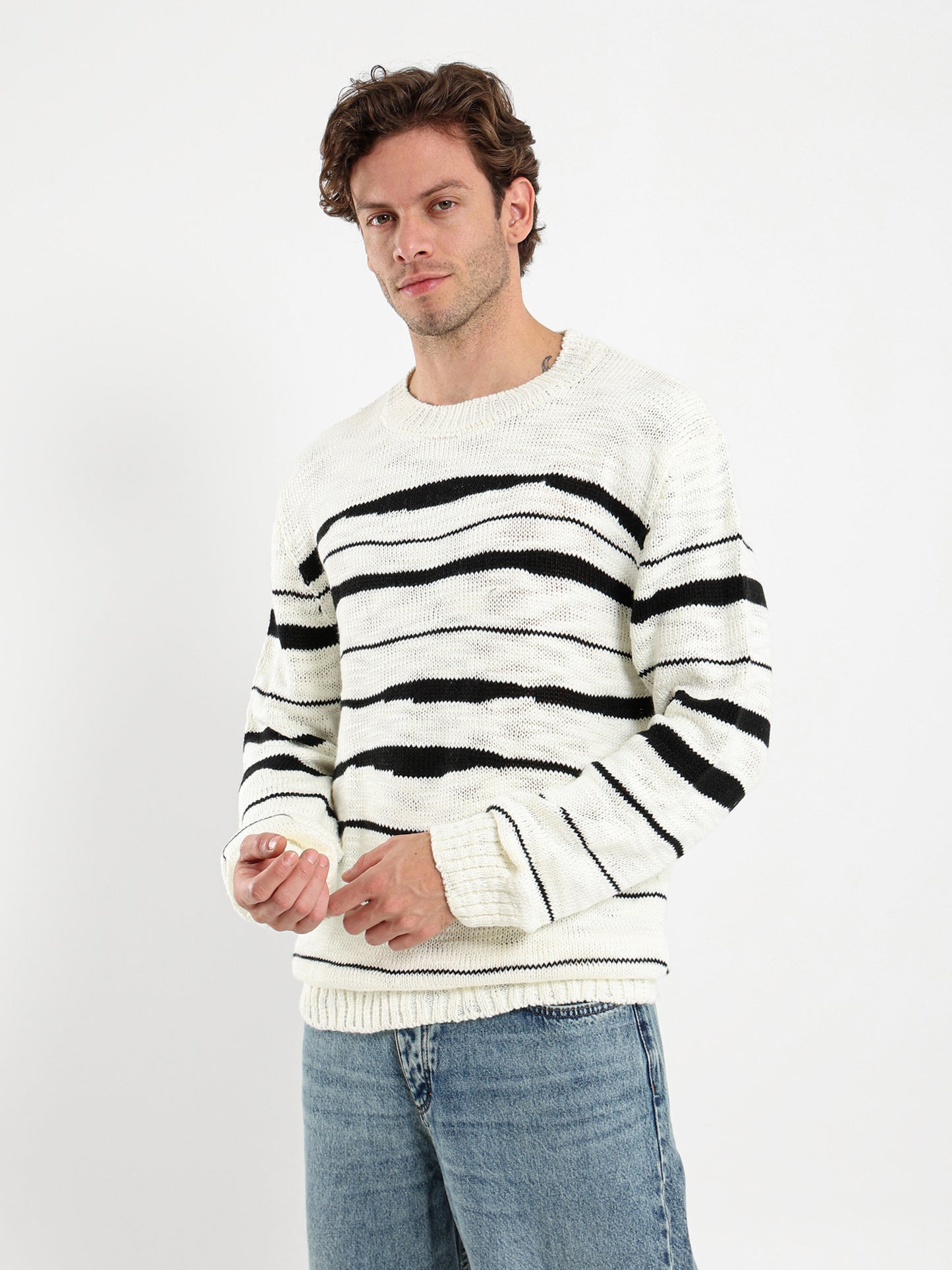 Irregular Striped Pullover