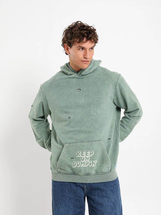 Dumpin Print Distressed Hoodie