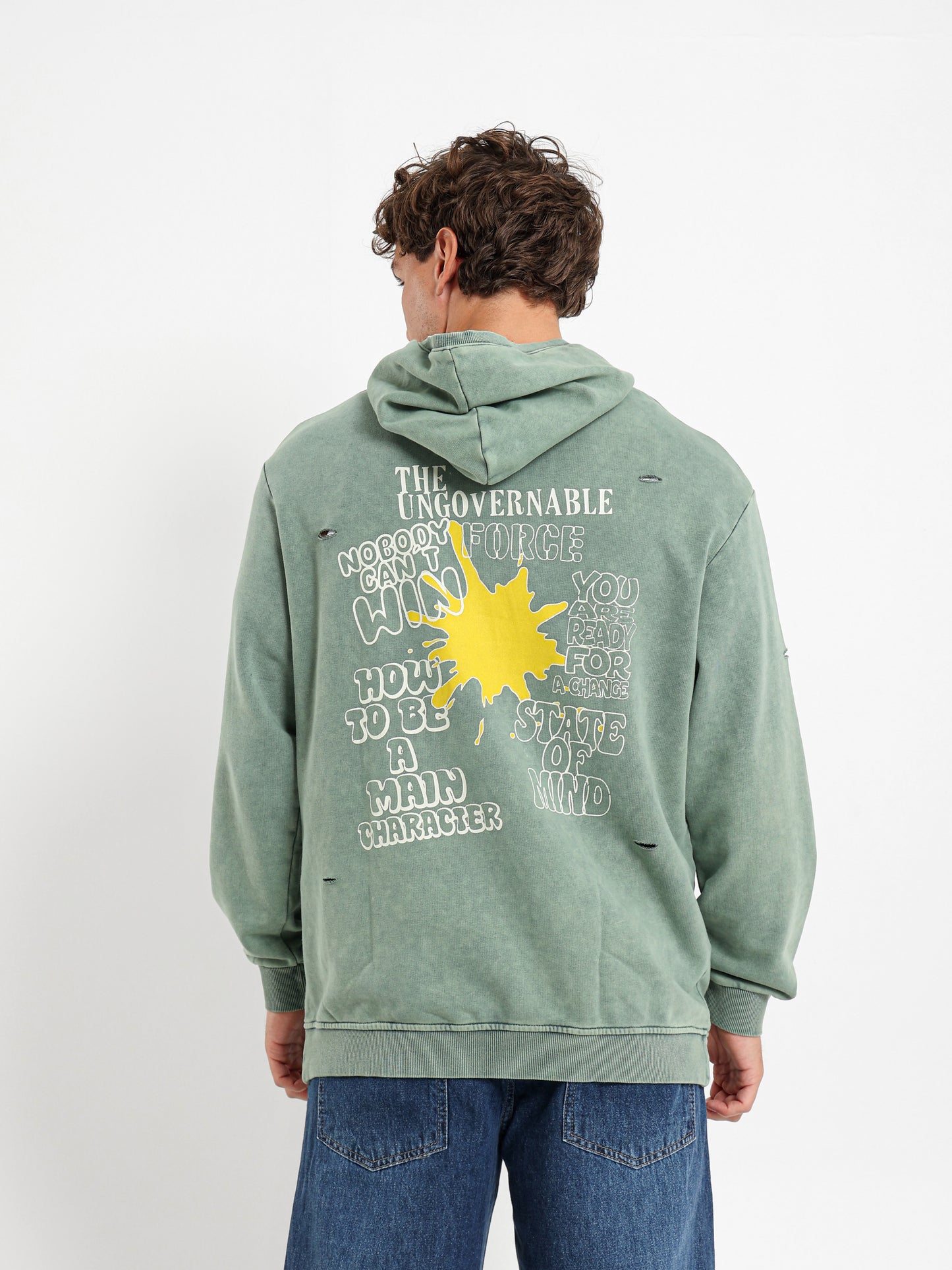 Dumpin Print Distressed Hoodie