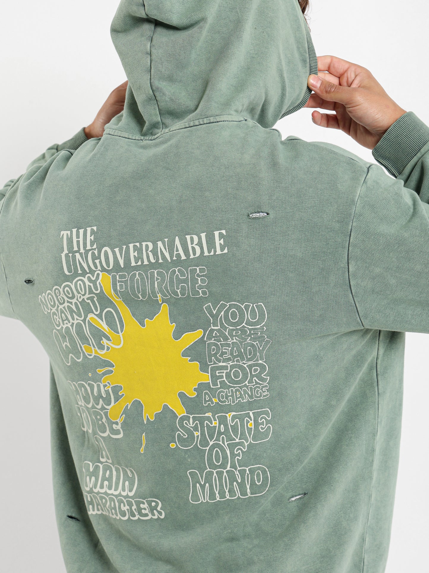 Dumpin Print Distressed Hoodie