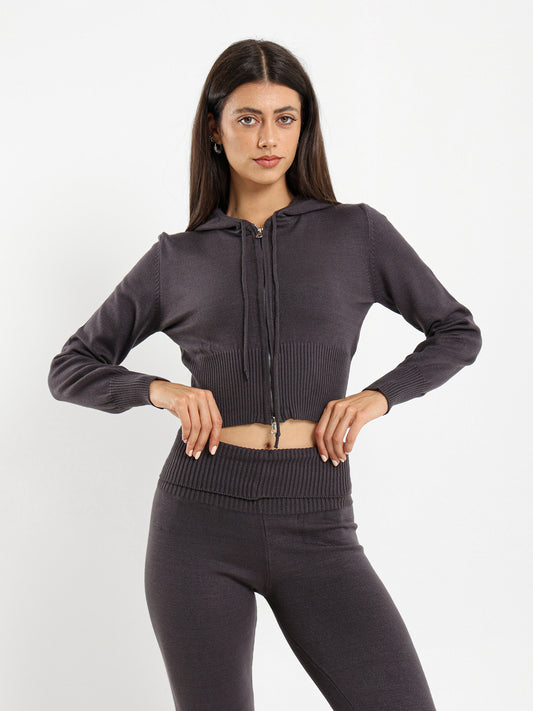 Cropped Tricot Hoodie