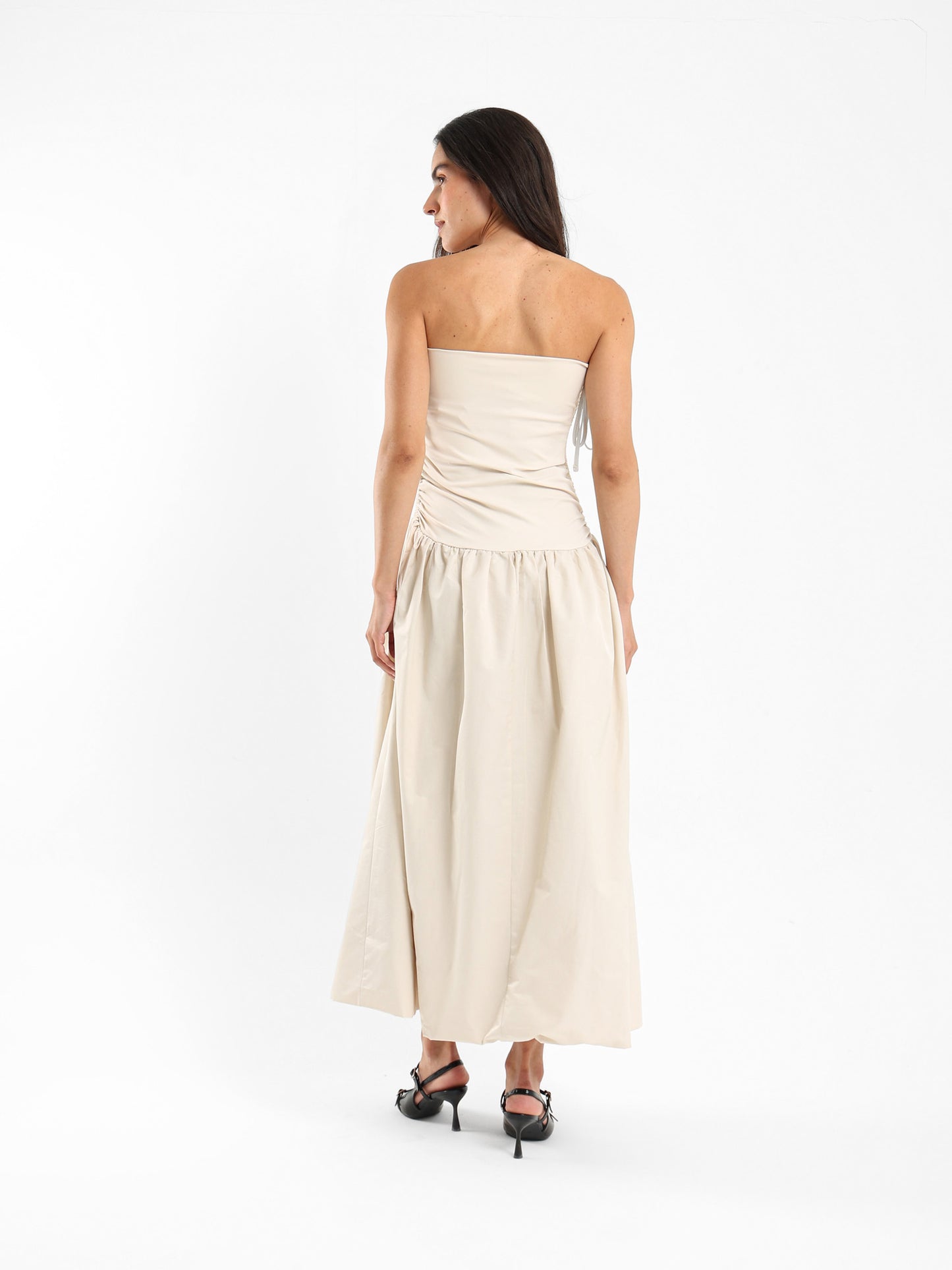 Puffy Midi Dress with Straps