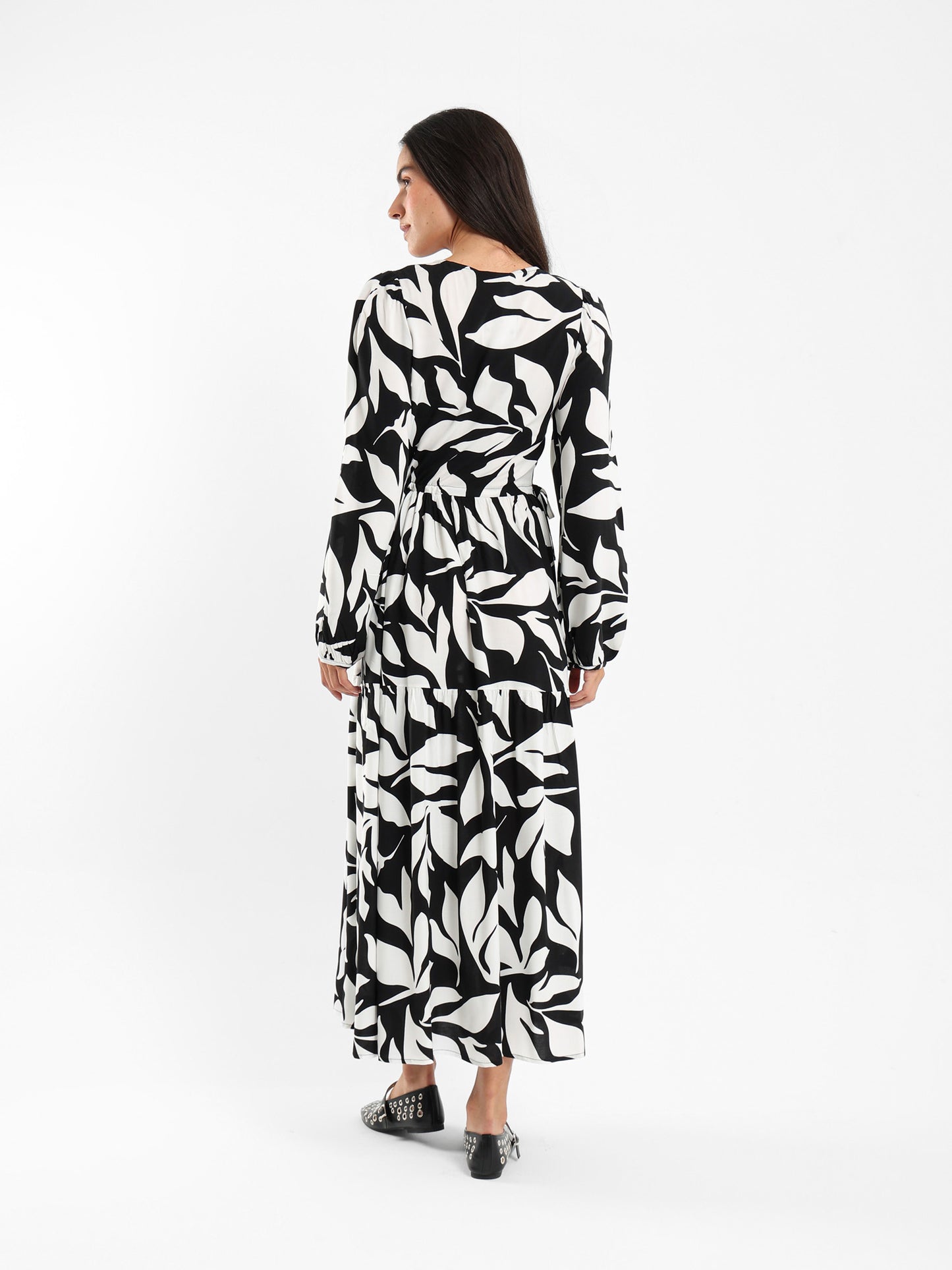 Long-Sleeve Tiered Dress