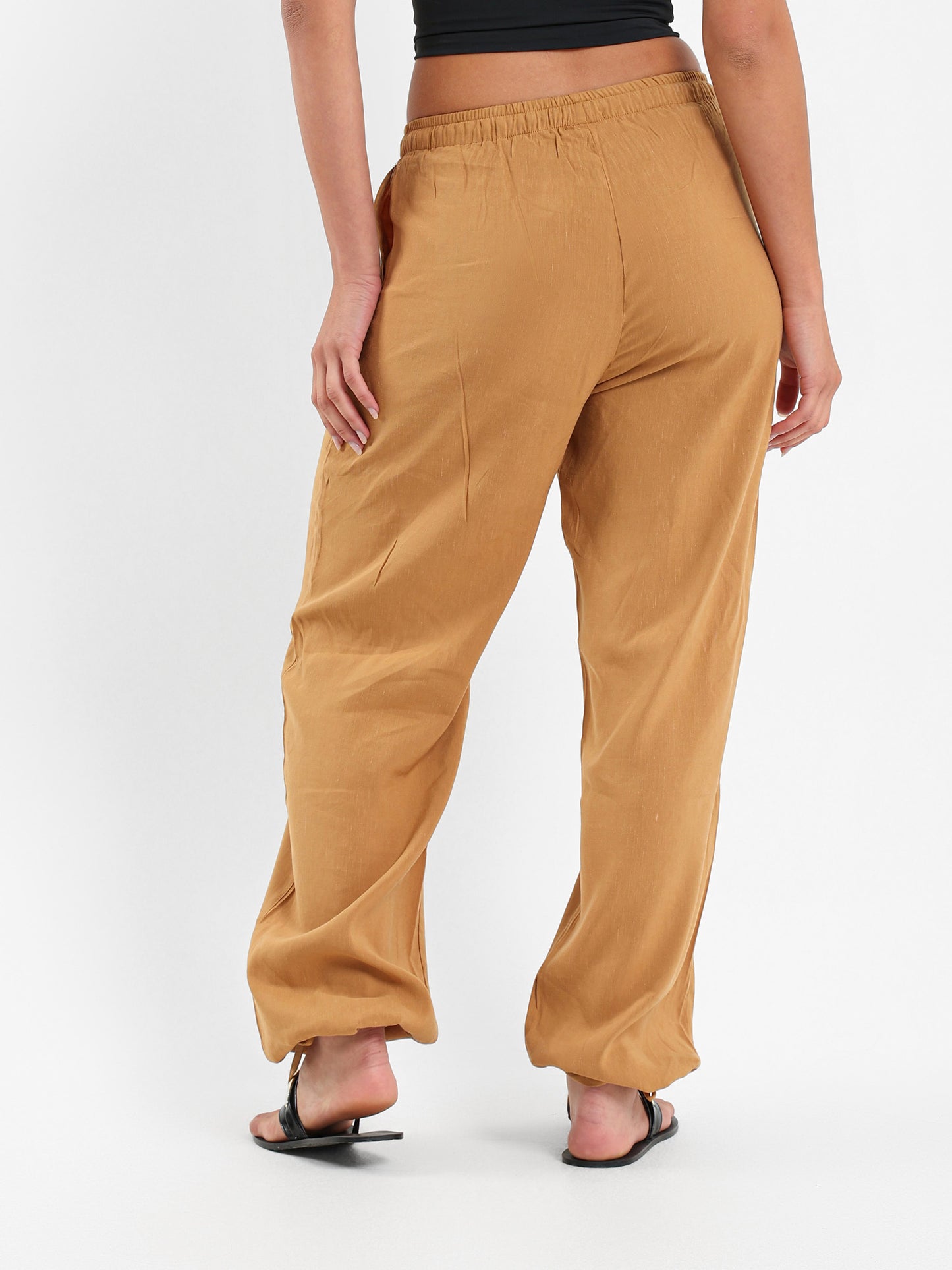 Linen-Blend Pants with Side Pockets