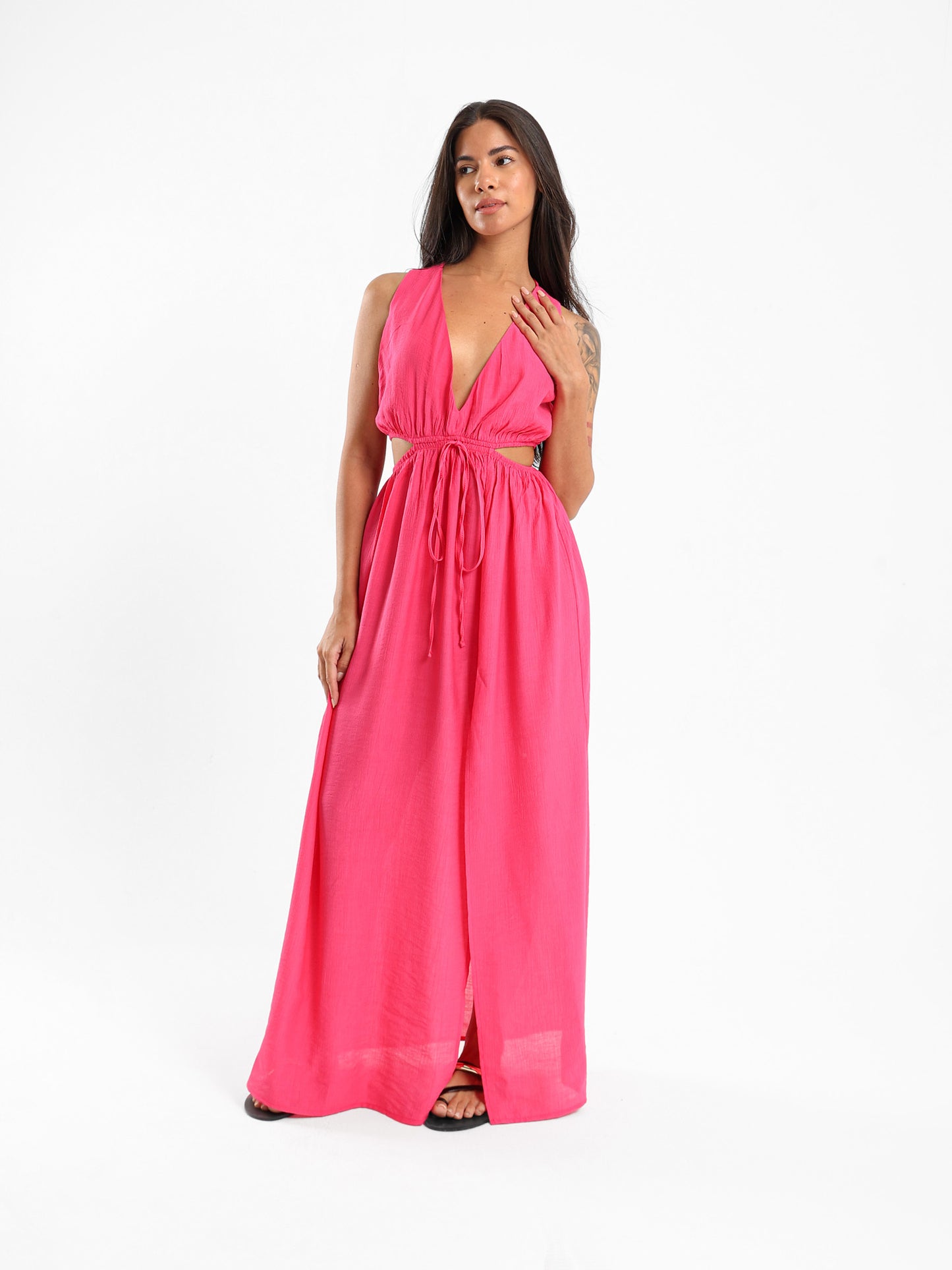 Sleeveless Cutout Maxi Dress With Slit