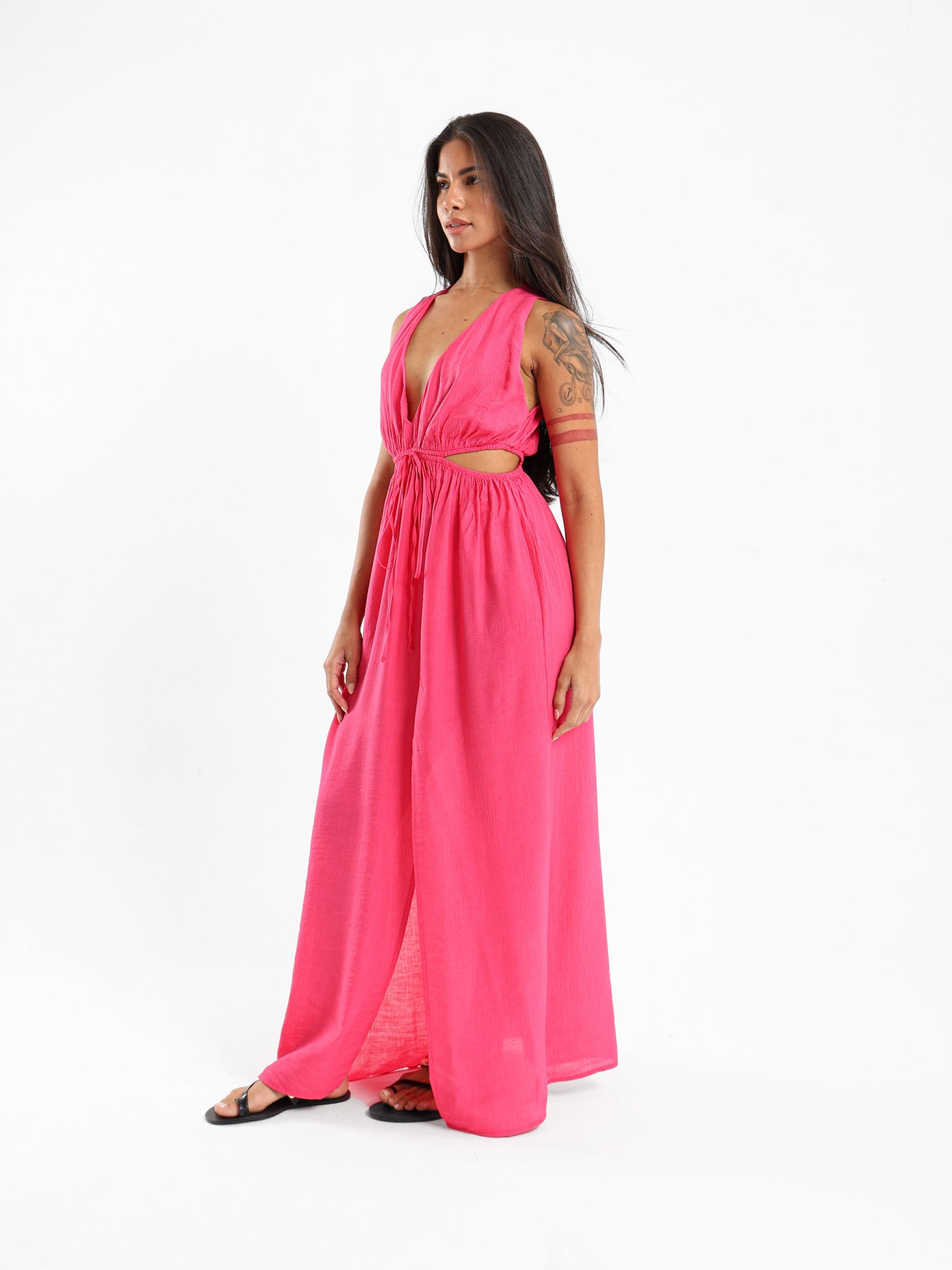 Sleeveless Cutout Maxi Dress With Slit