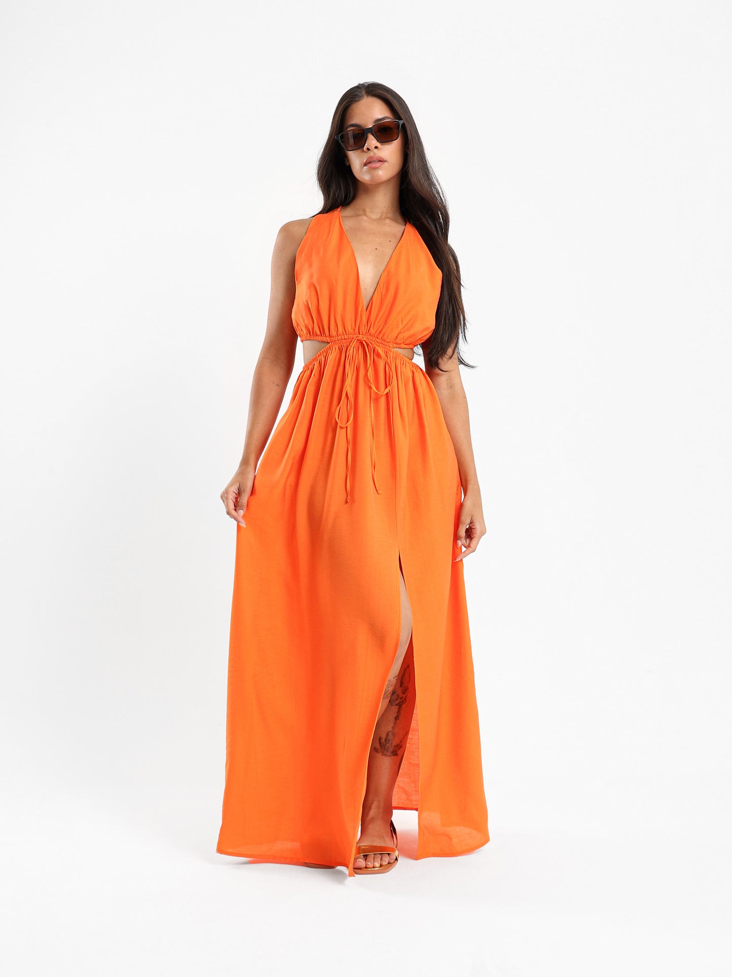 Sleeveless Cutout Maxi Dress With Slit