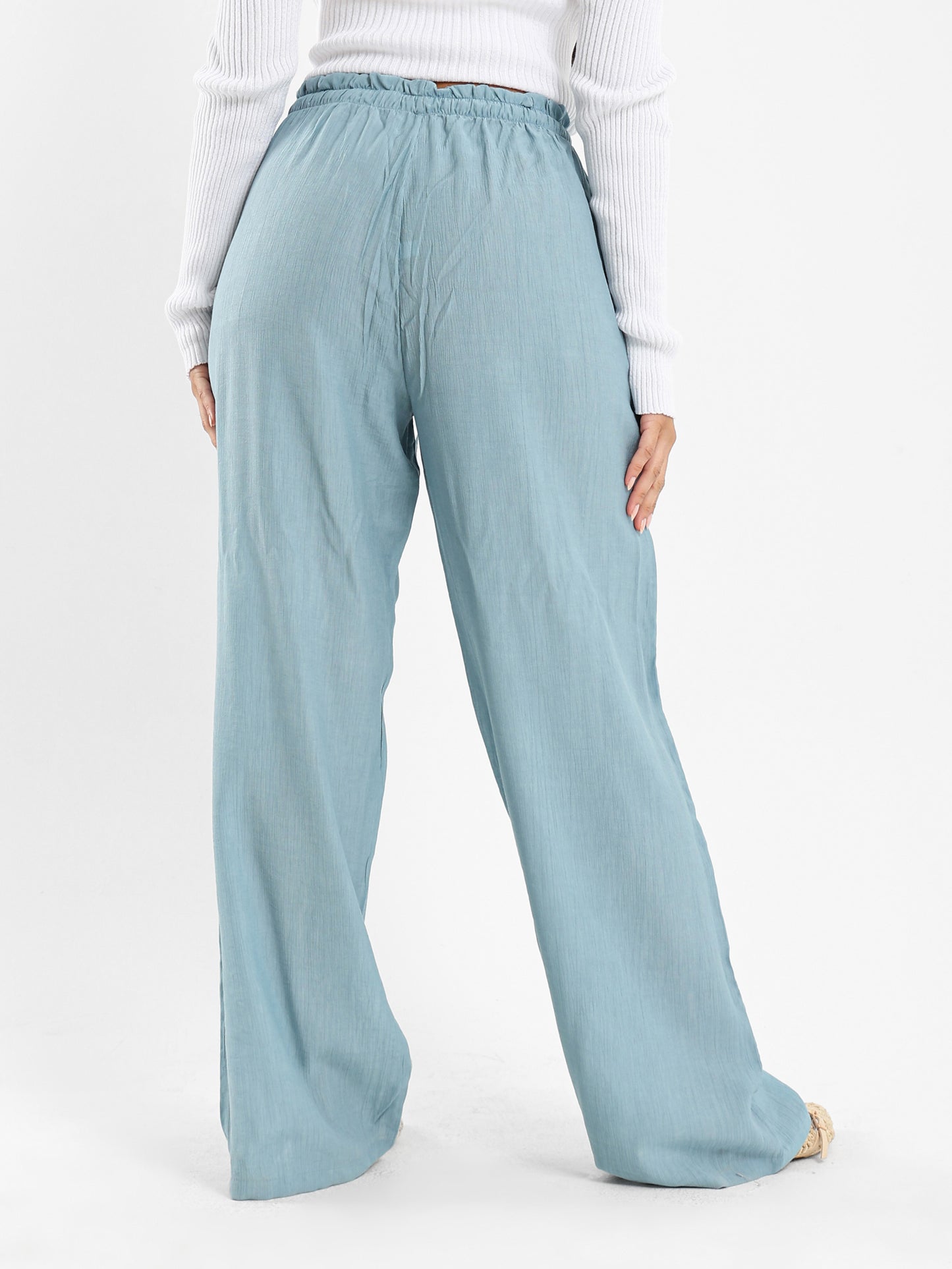 Textured Mid-Rise Pants