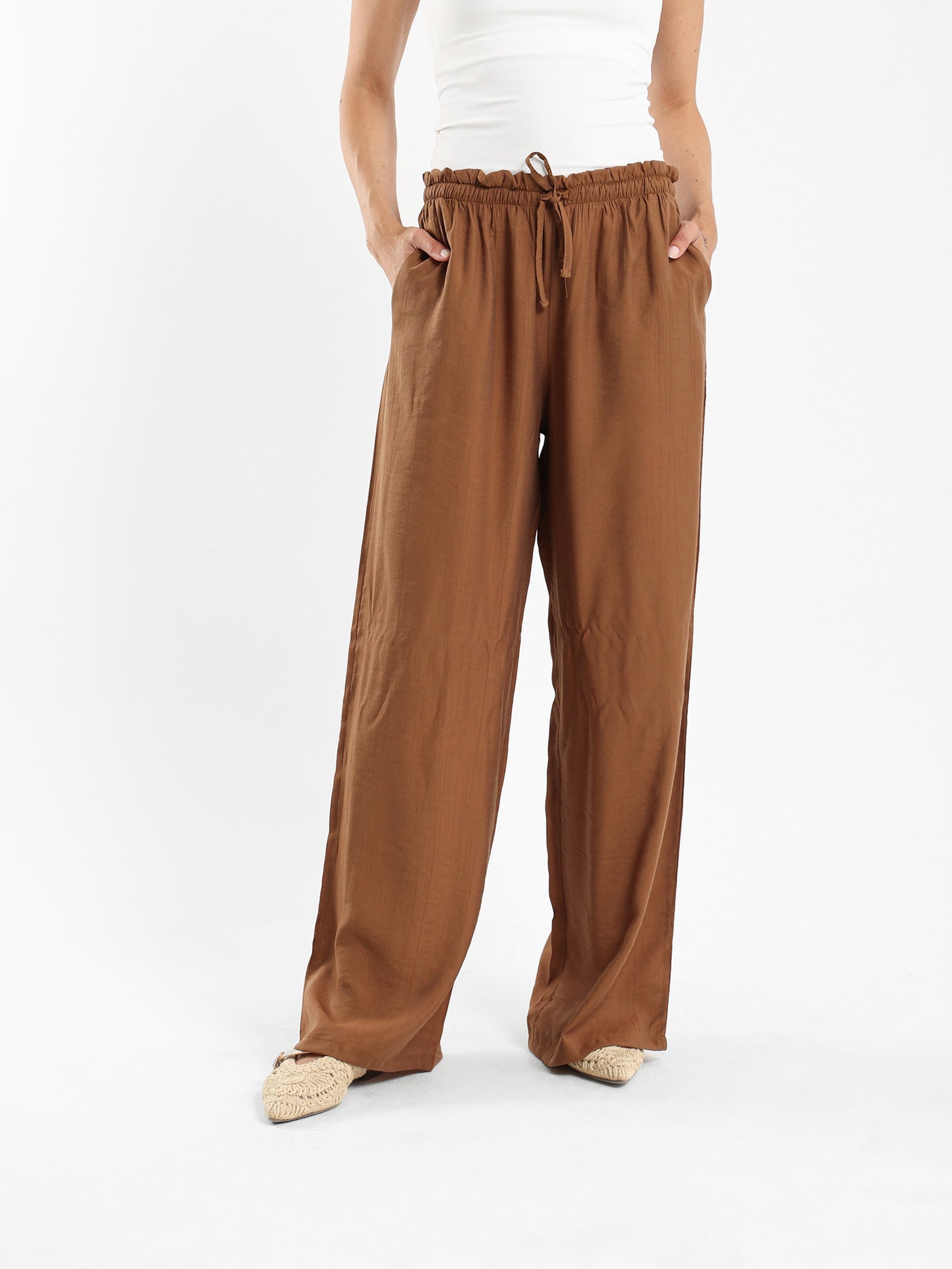 Textured Mid-Rise Pants