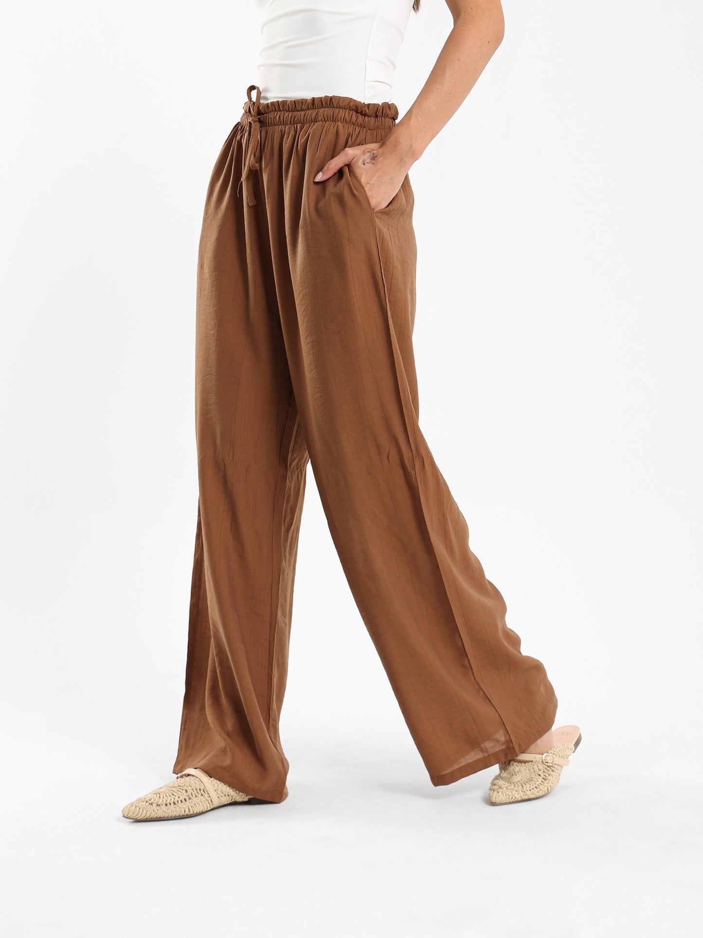 Textured Mid-Rise Pants