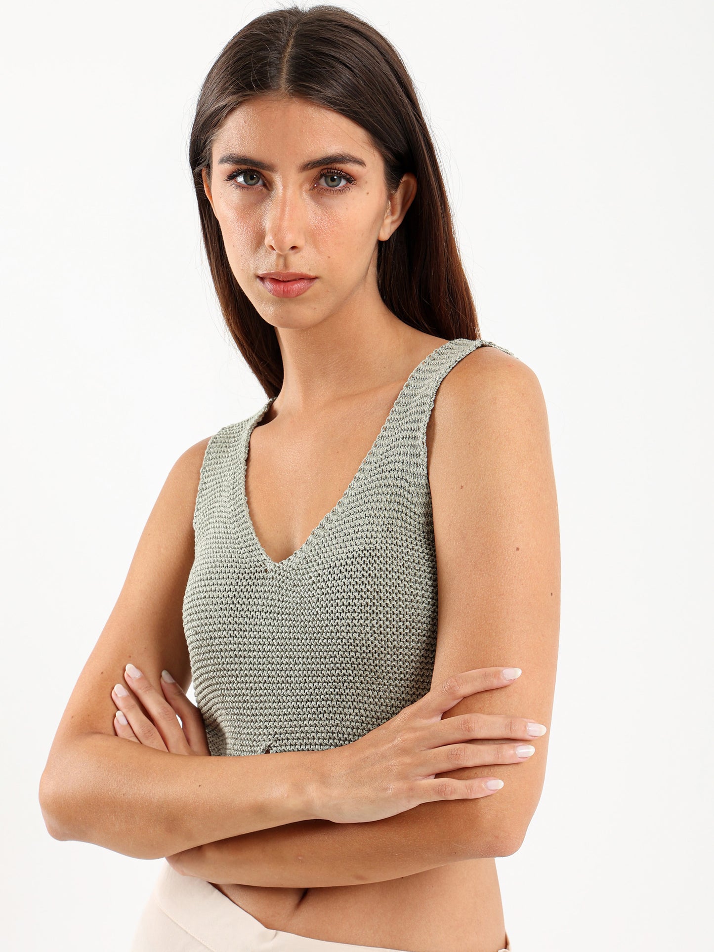 Cropped Top with V Hem