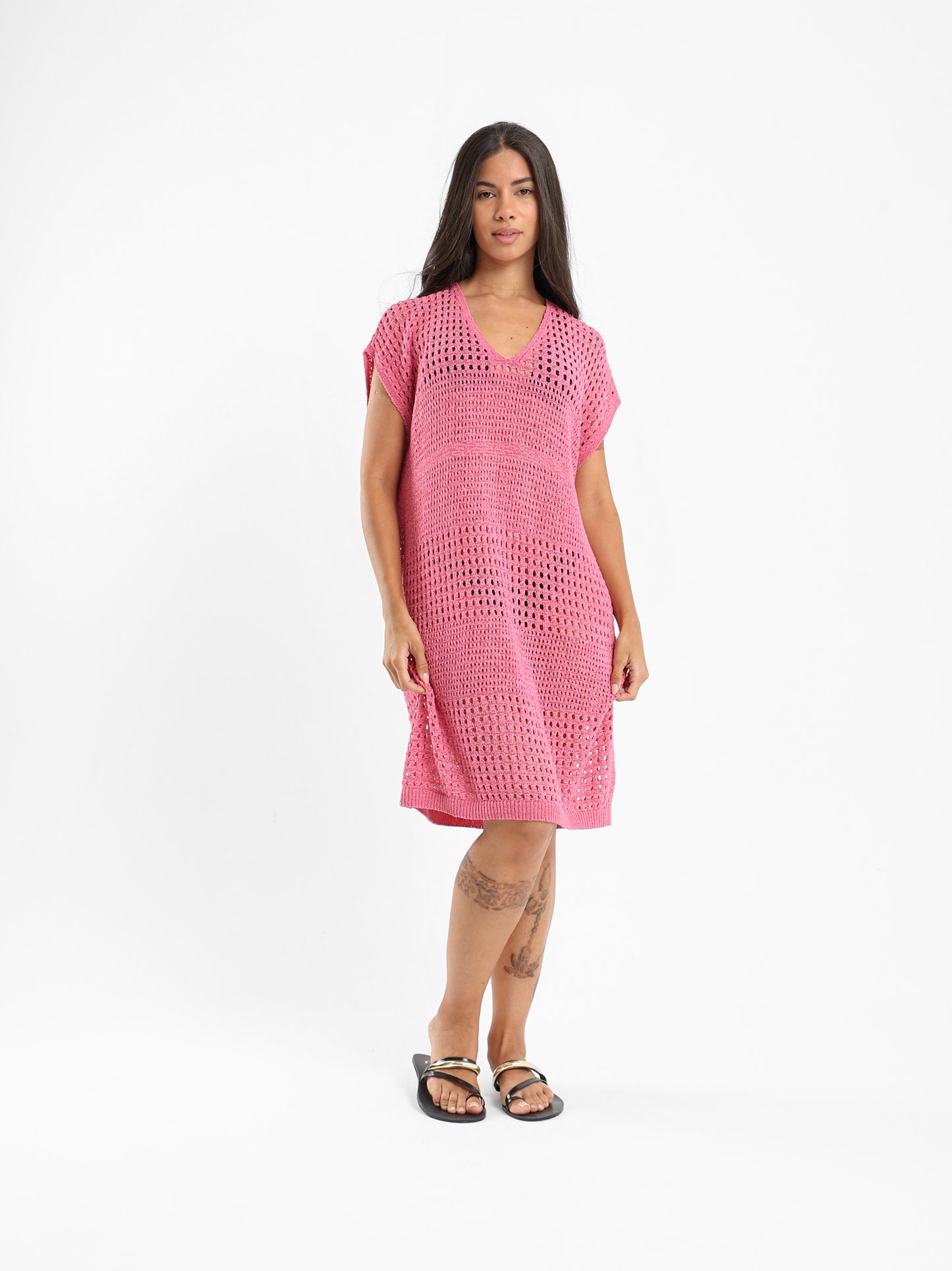 Open-Knit Beach Cover-Up Dress