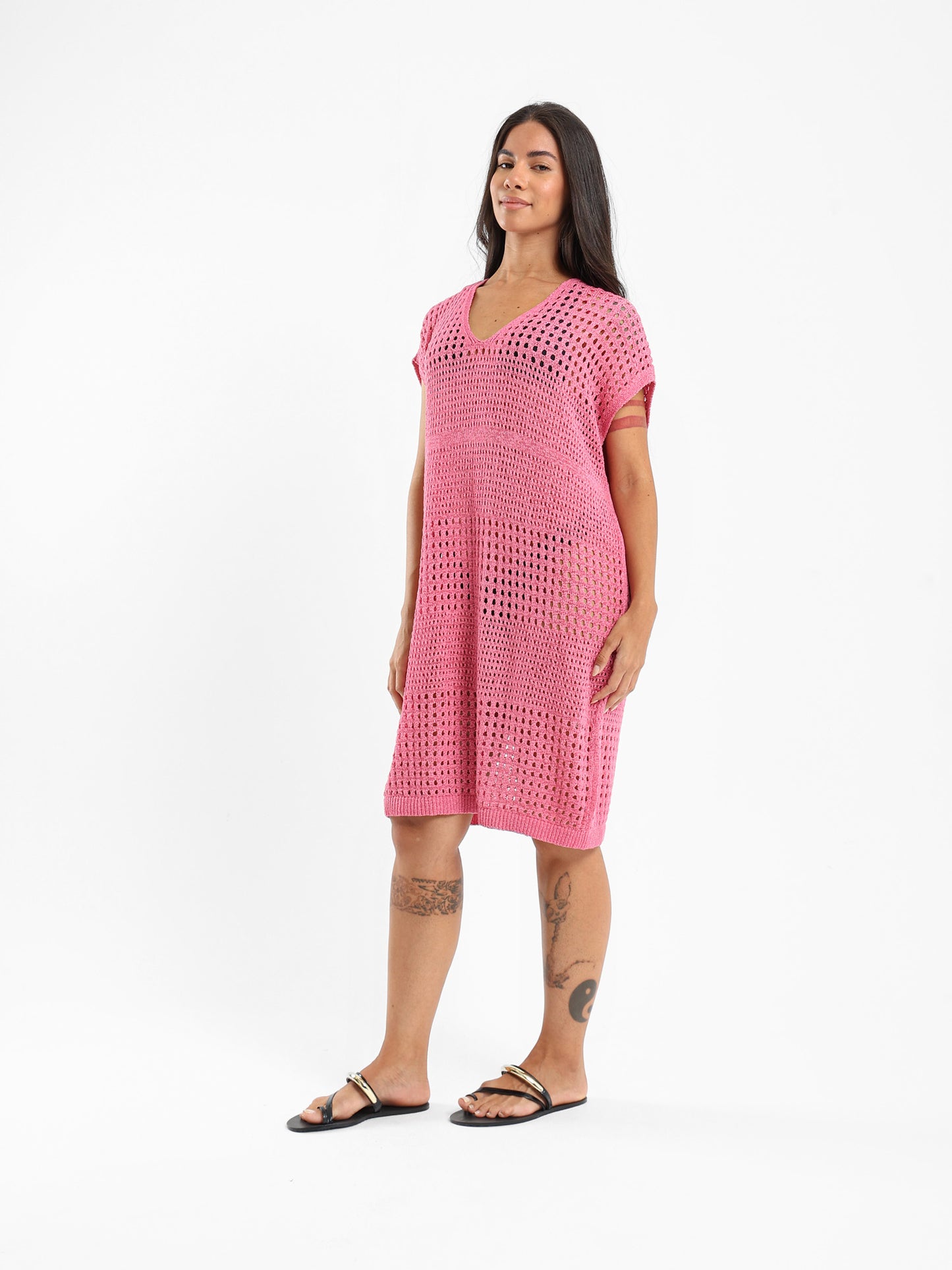 Open-Knit Beach Cover-Up Dress