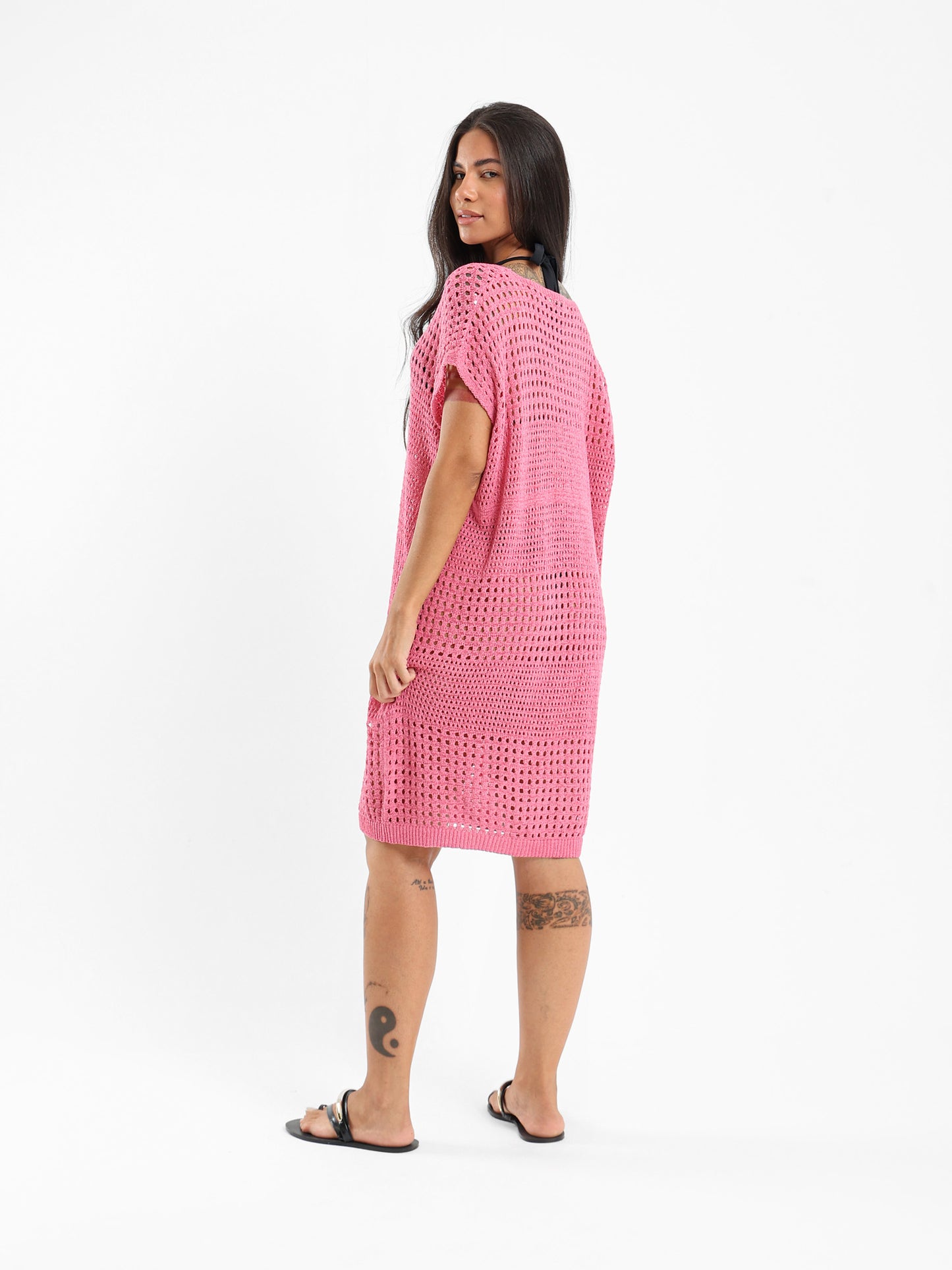 Open-Knit Beach Cover-Up Dress