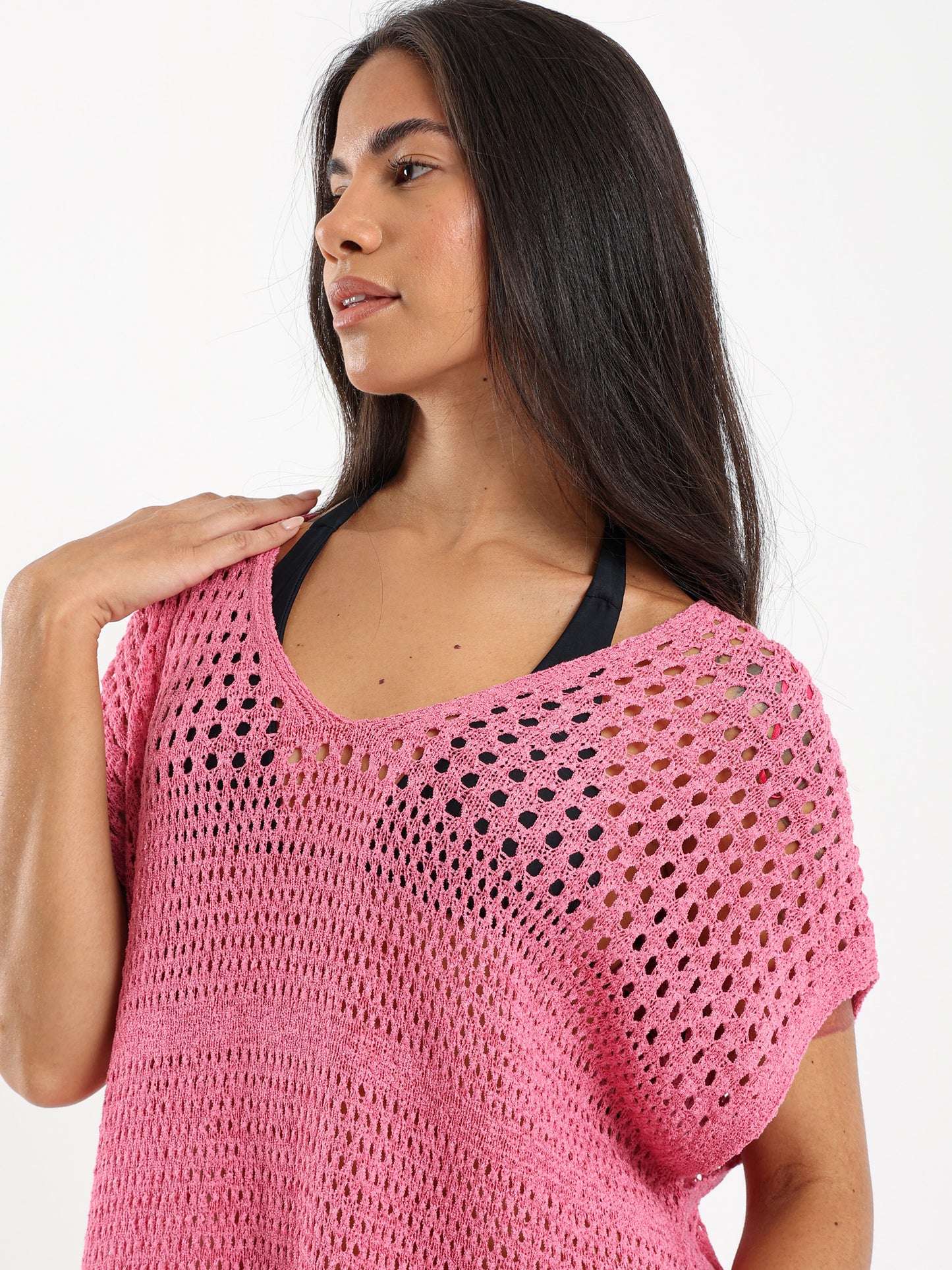Open-Knit Beach Cover-Up Dress