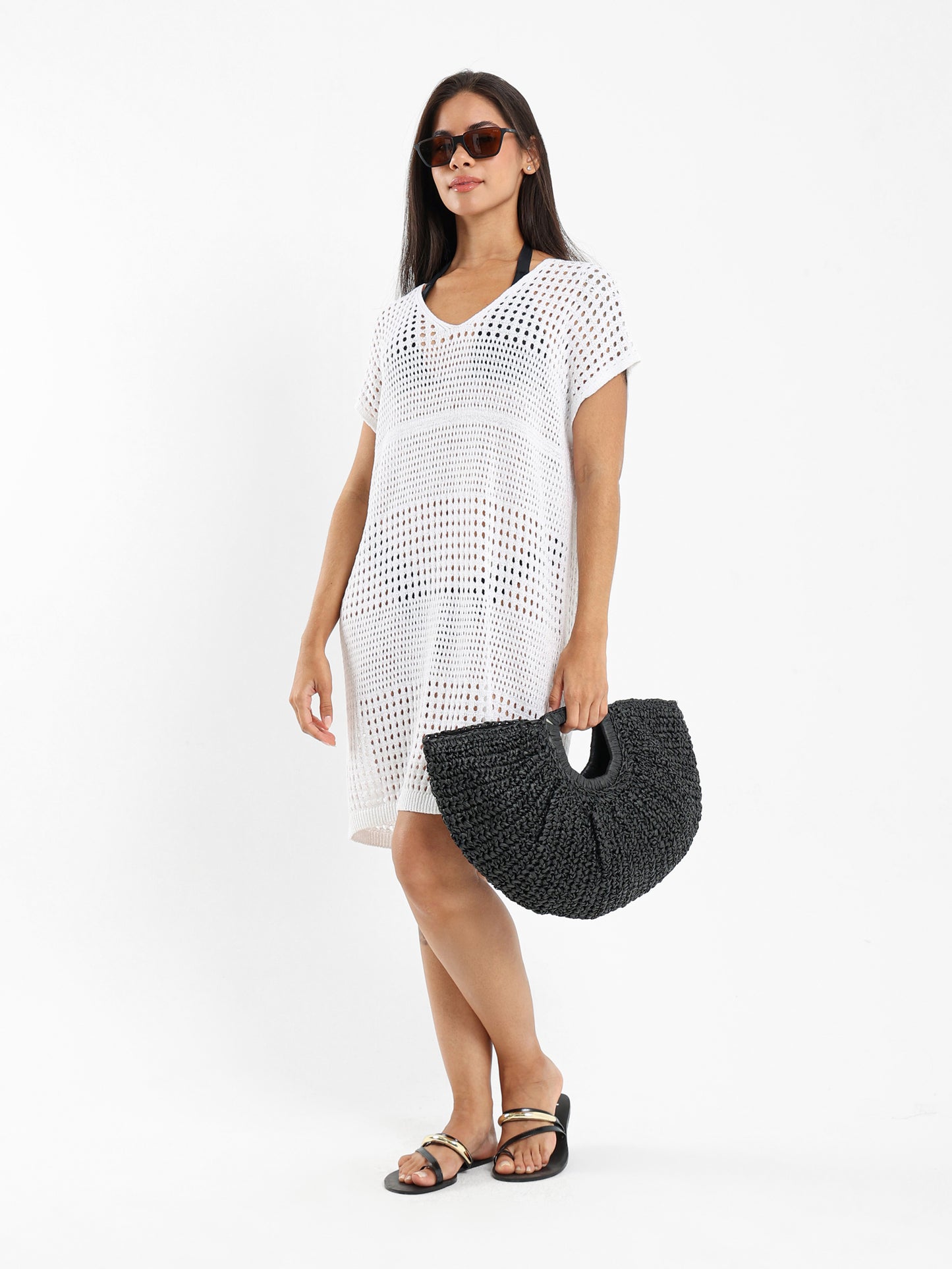 Open-Knit Beach Cover-Up Dress
