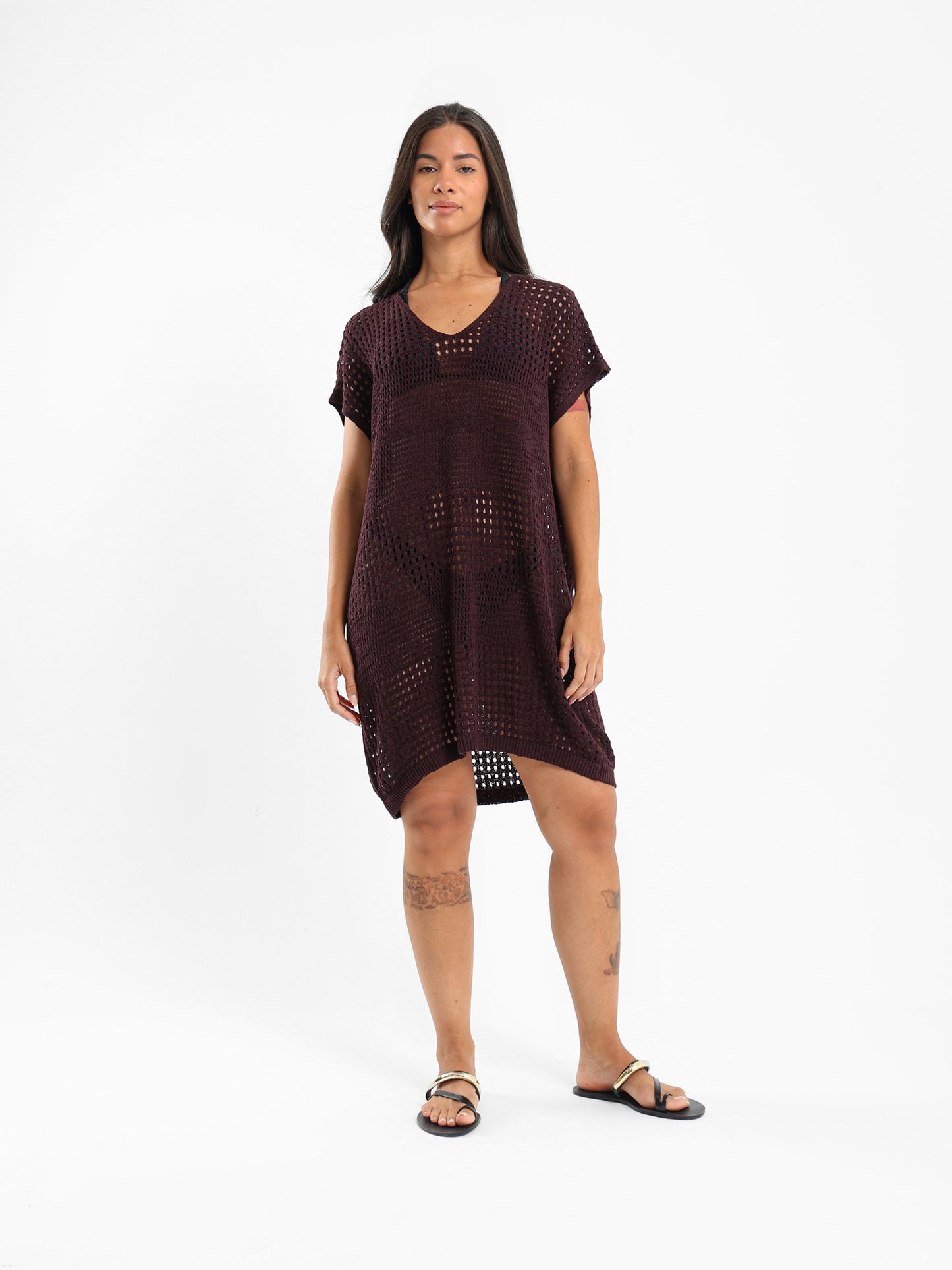 Open-Knit Beach Cover-Up Dress