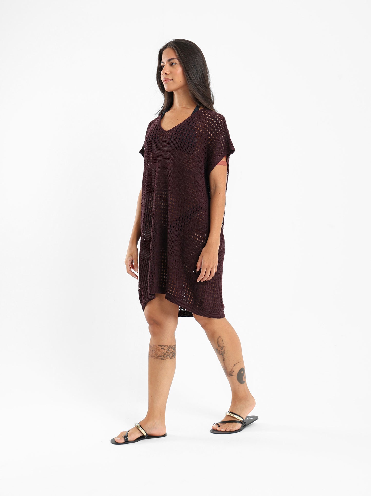 Open-Knit Beach Cover-Up Dress