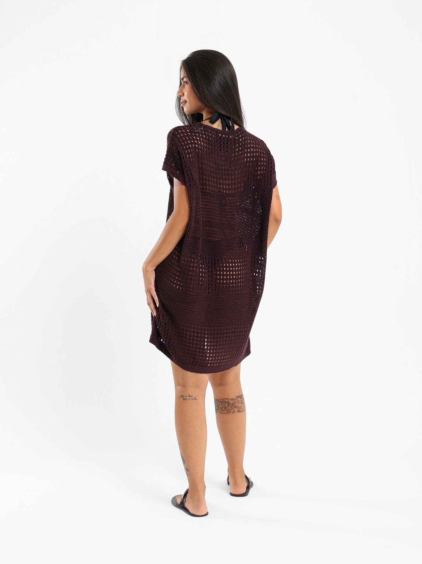 Open-Knit Beach Cover-Up Dress