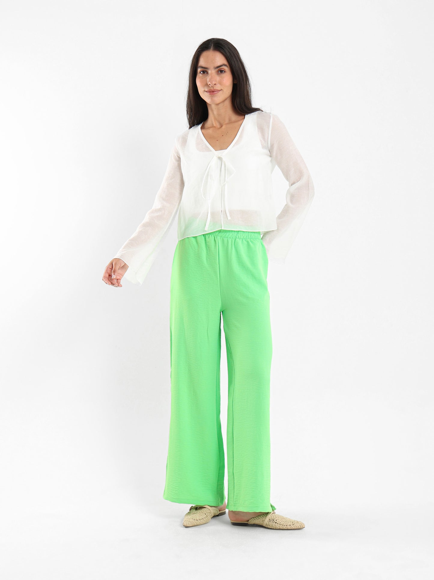 Wrinkled Blouse With Front Tie