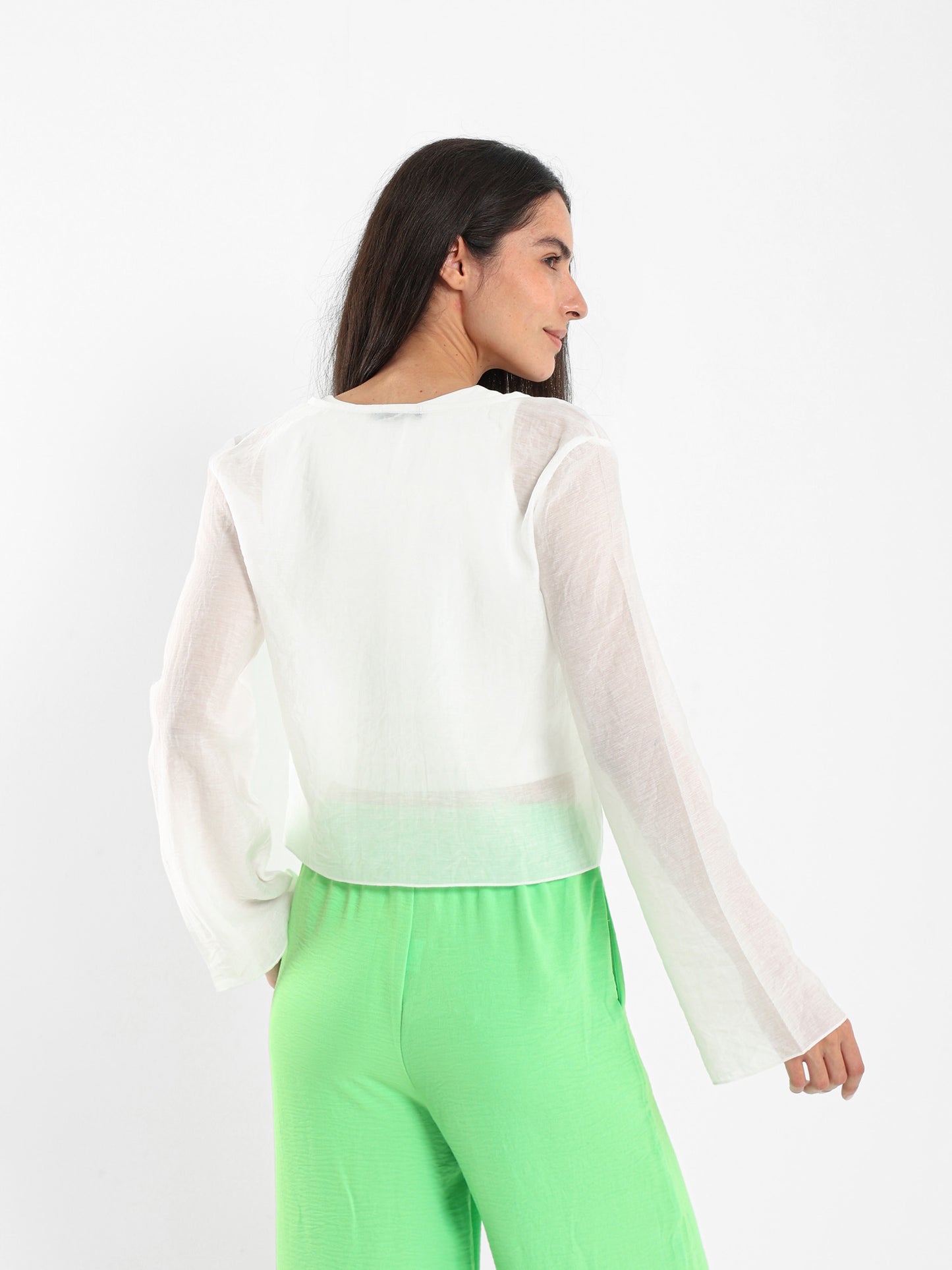 Wrinkled Blouse With Front Tie