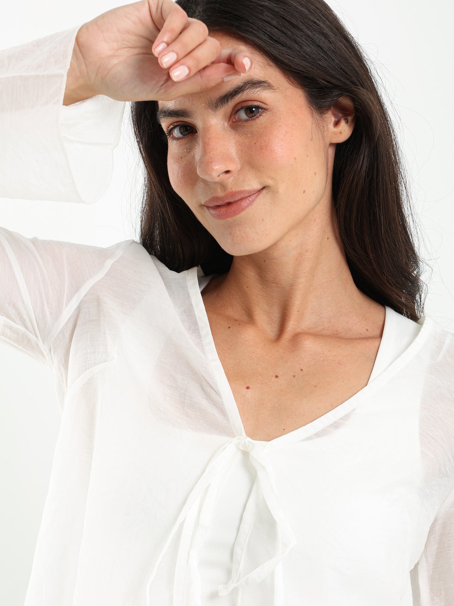 Wrinkled Blouse With Front Tie