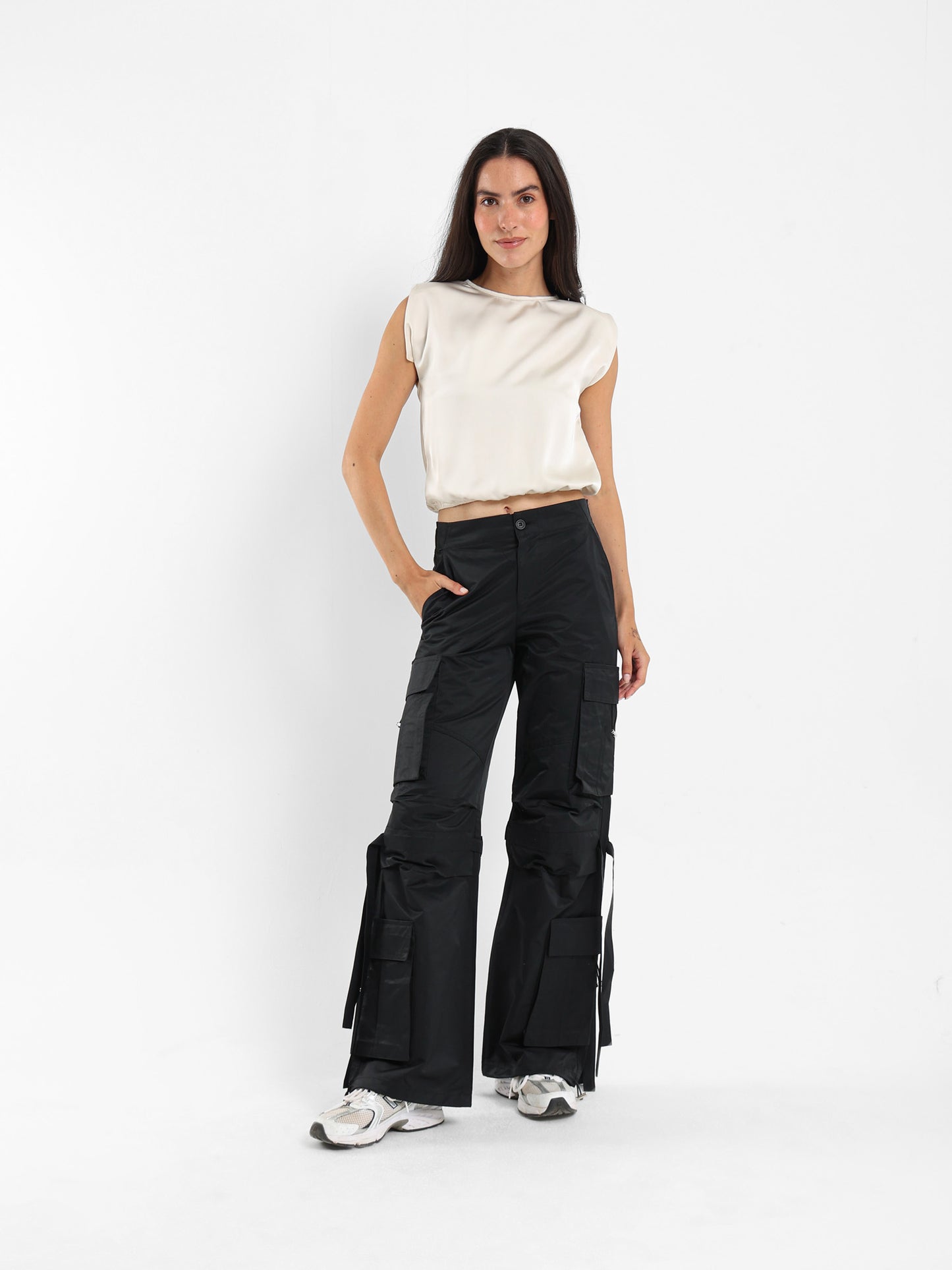 Padded Shoulder Sleeveless Top