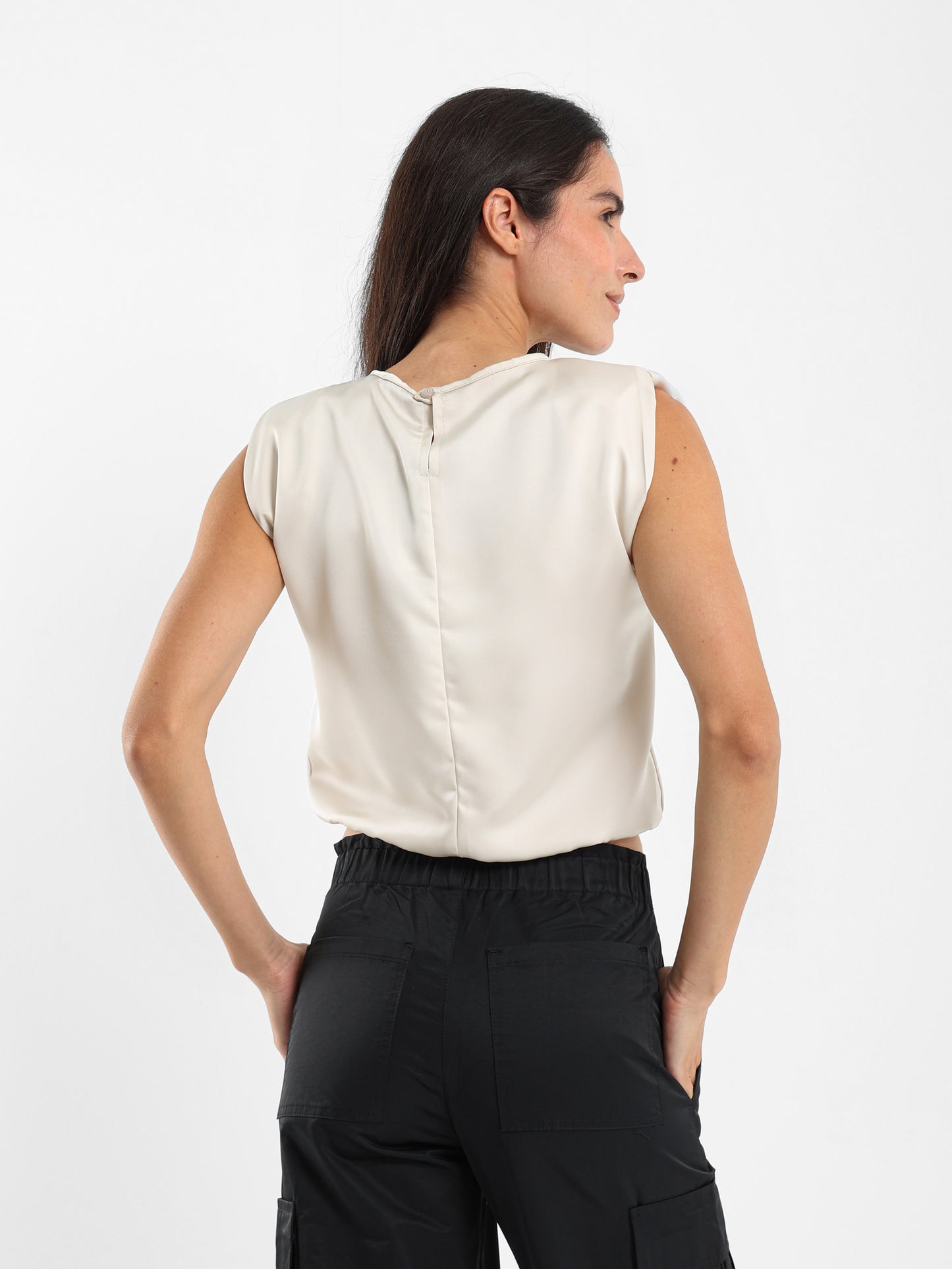 Padded Shoulder Sleeveless Top