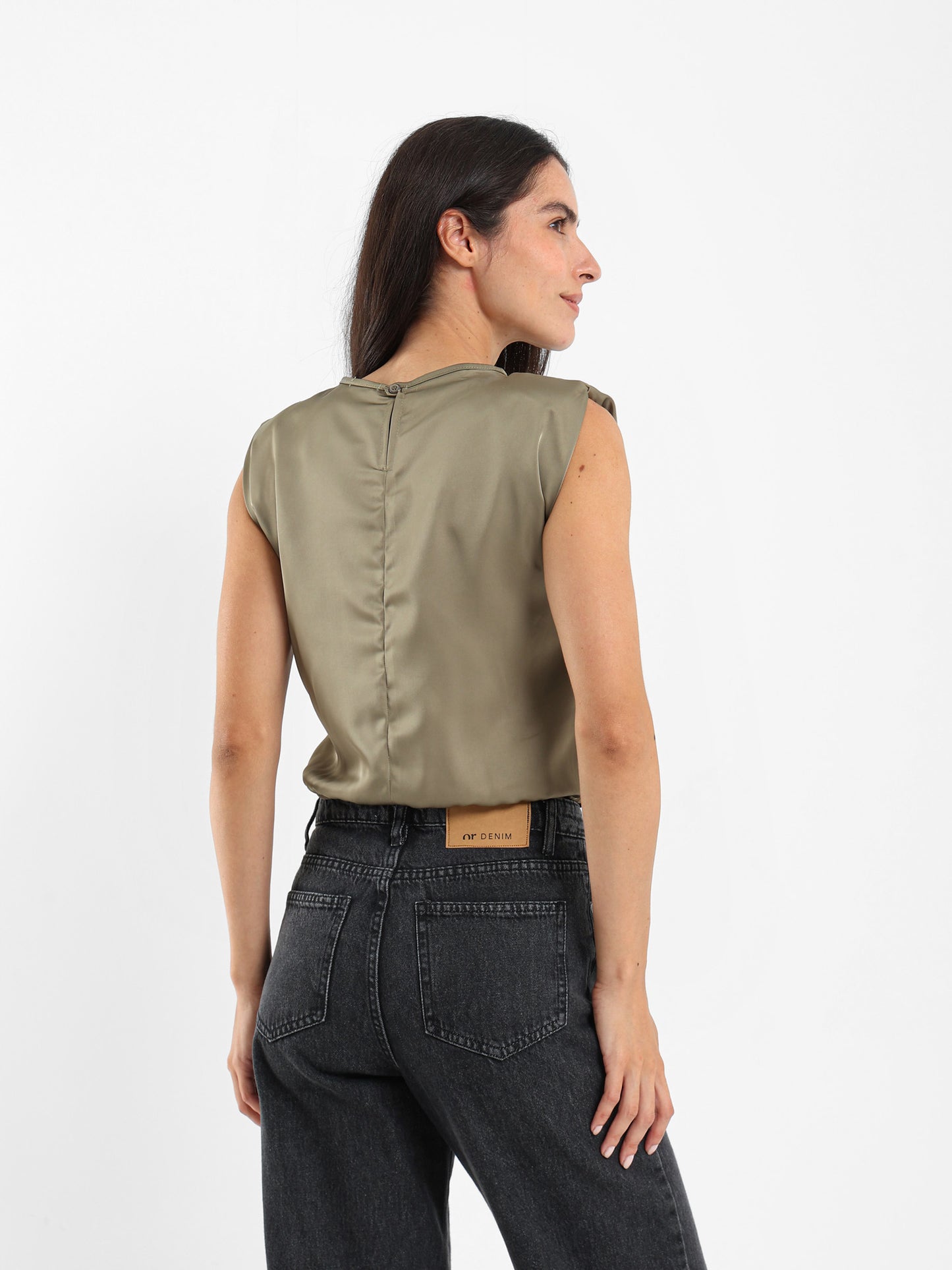 Padded Shoulder Sleeveless Top