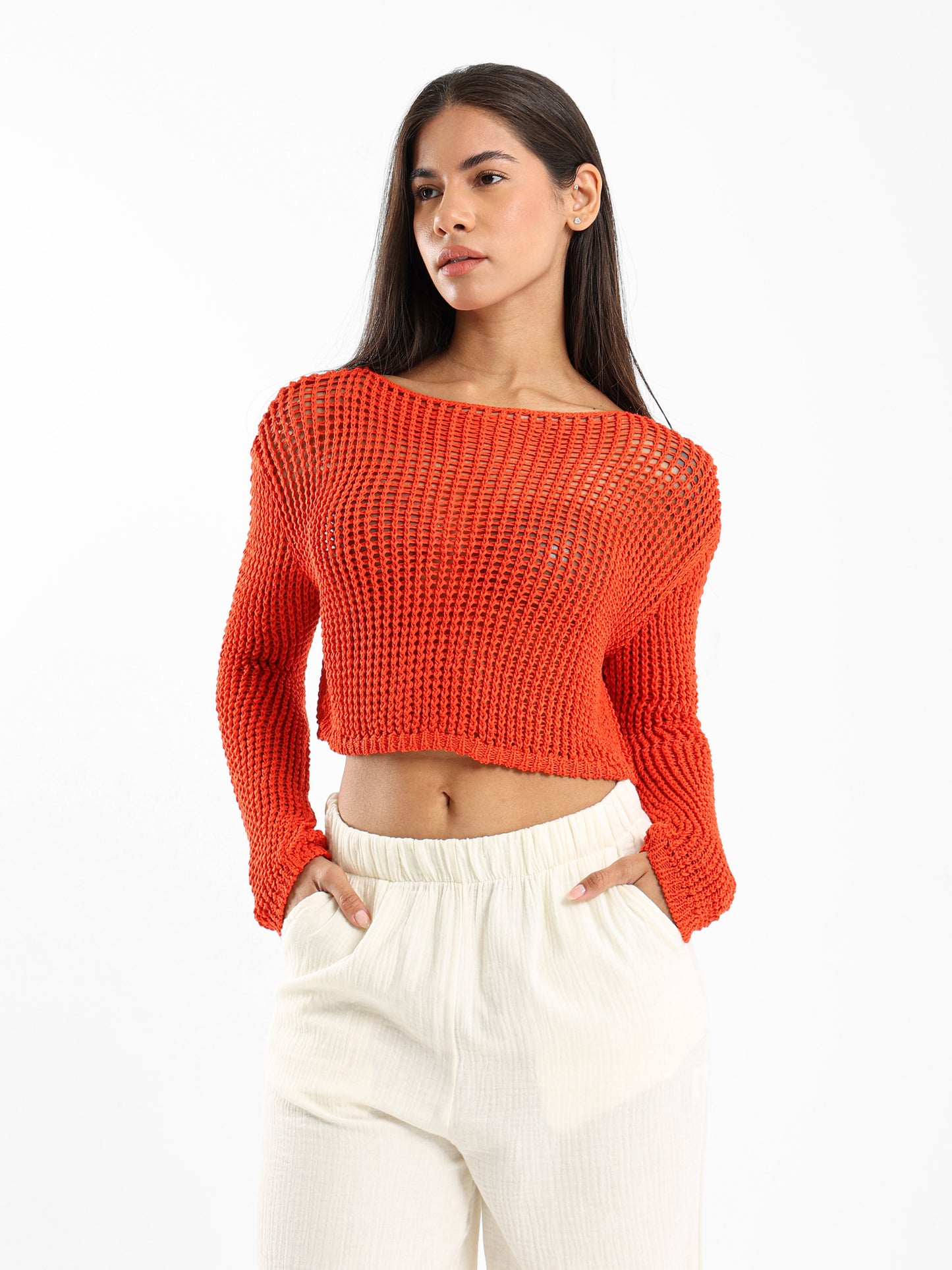 Loose Long-Sleeve Tricot Top