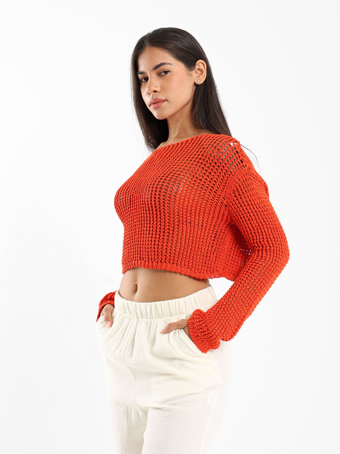 Loose Long-Sleeve Tricot Top