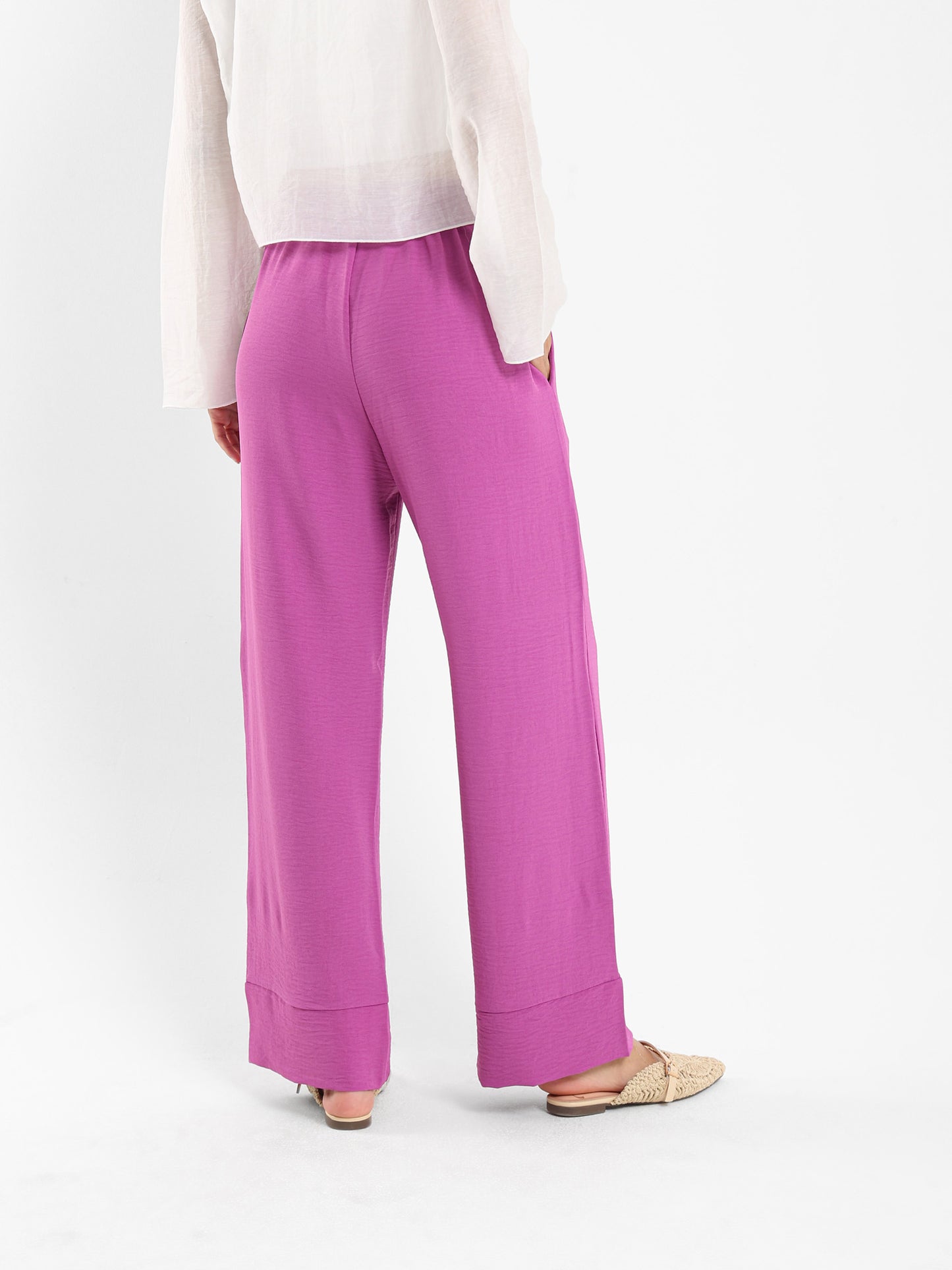Wide-Leg Elastic Waist Pants