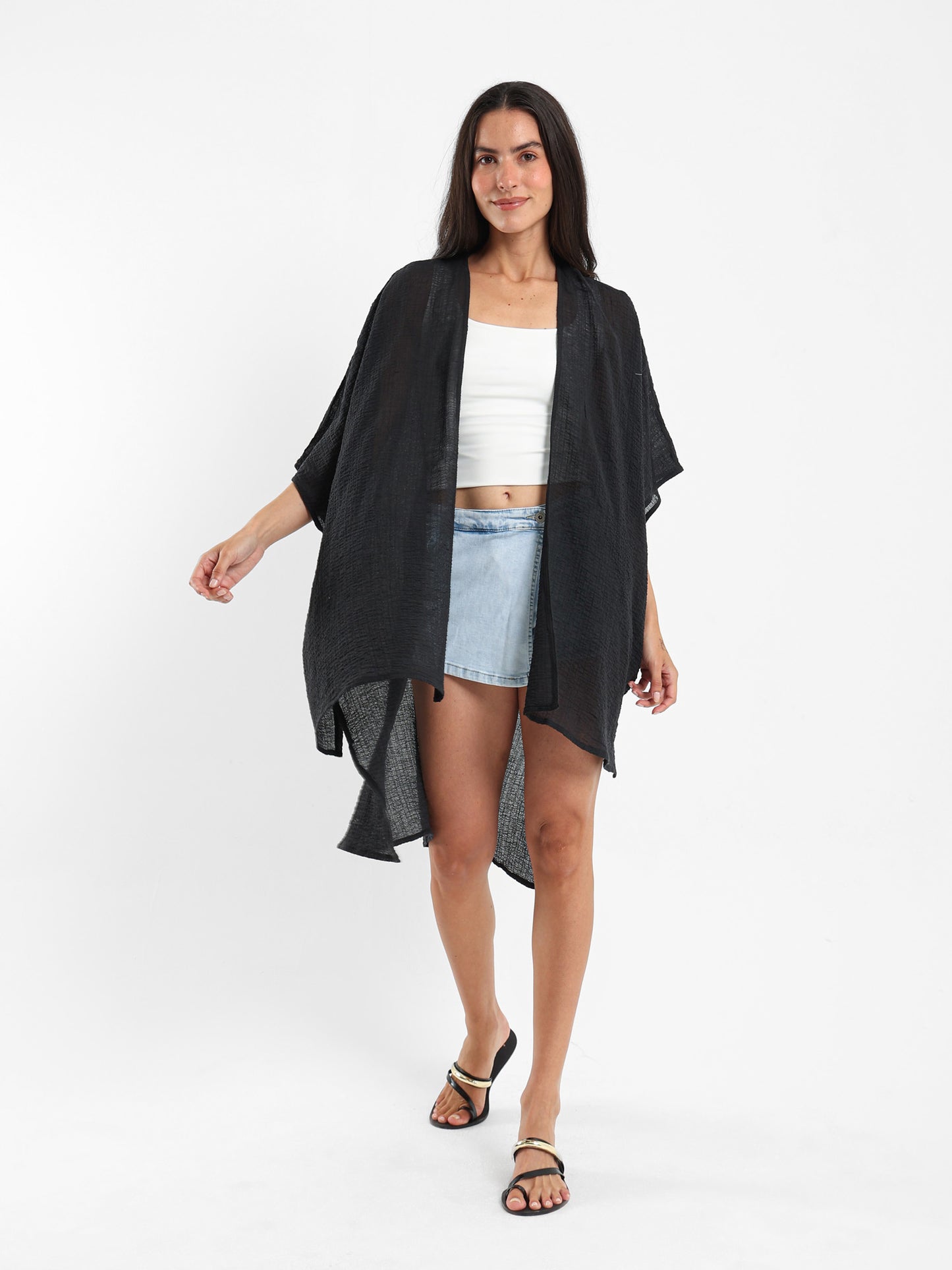 Long Textured Kimono Jacket