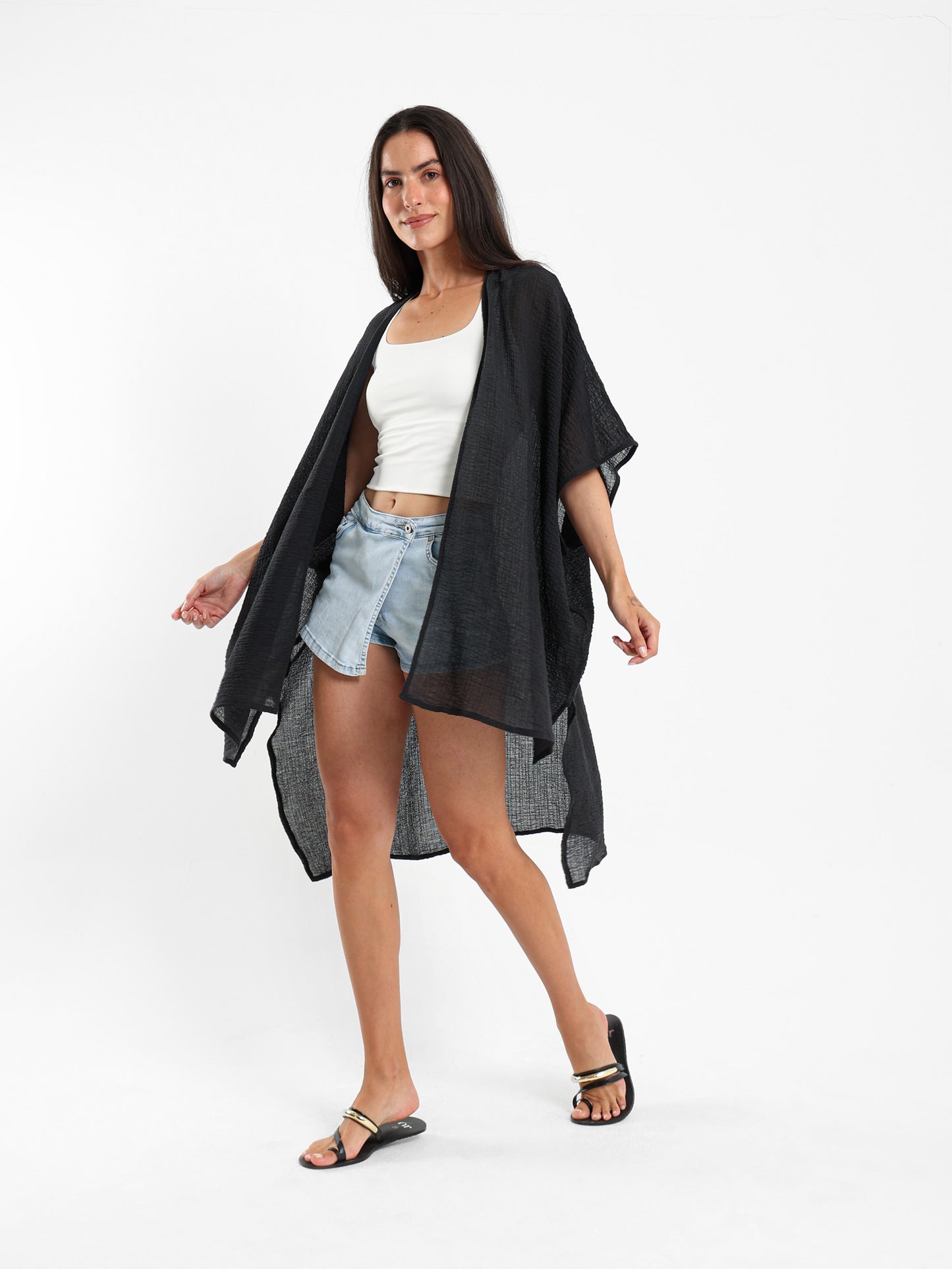 Long Textured Kimono Jacket
