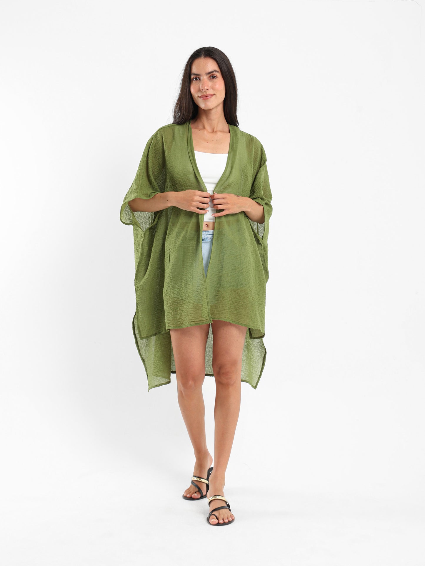 Long Textured Kimono Jacket