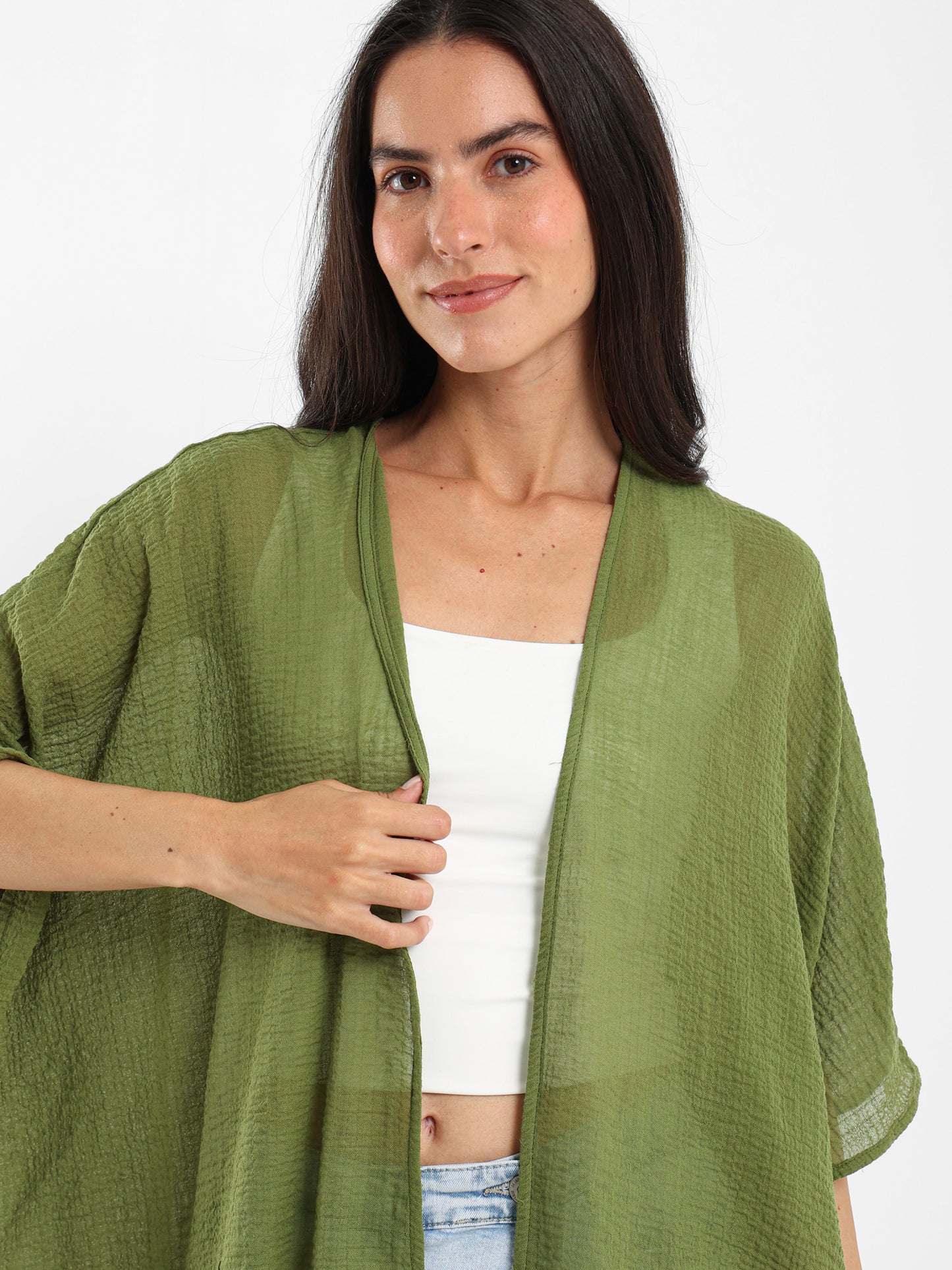 Long Textured Kimono Jacket