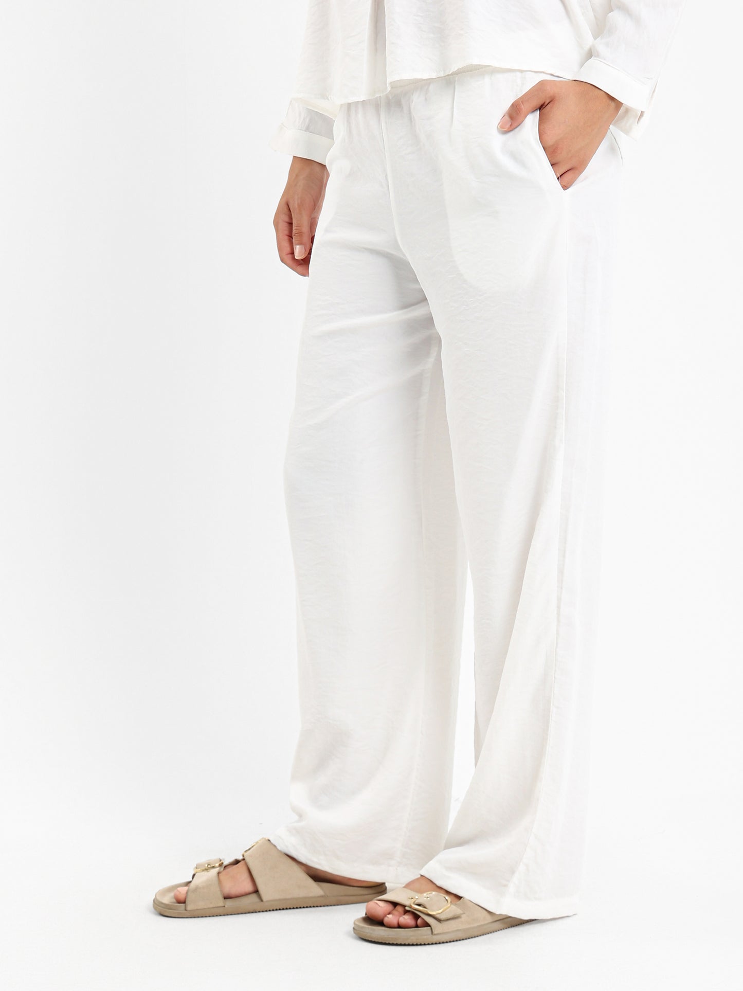 Wide-Leg Satin Pants