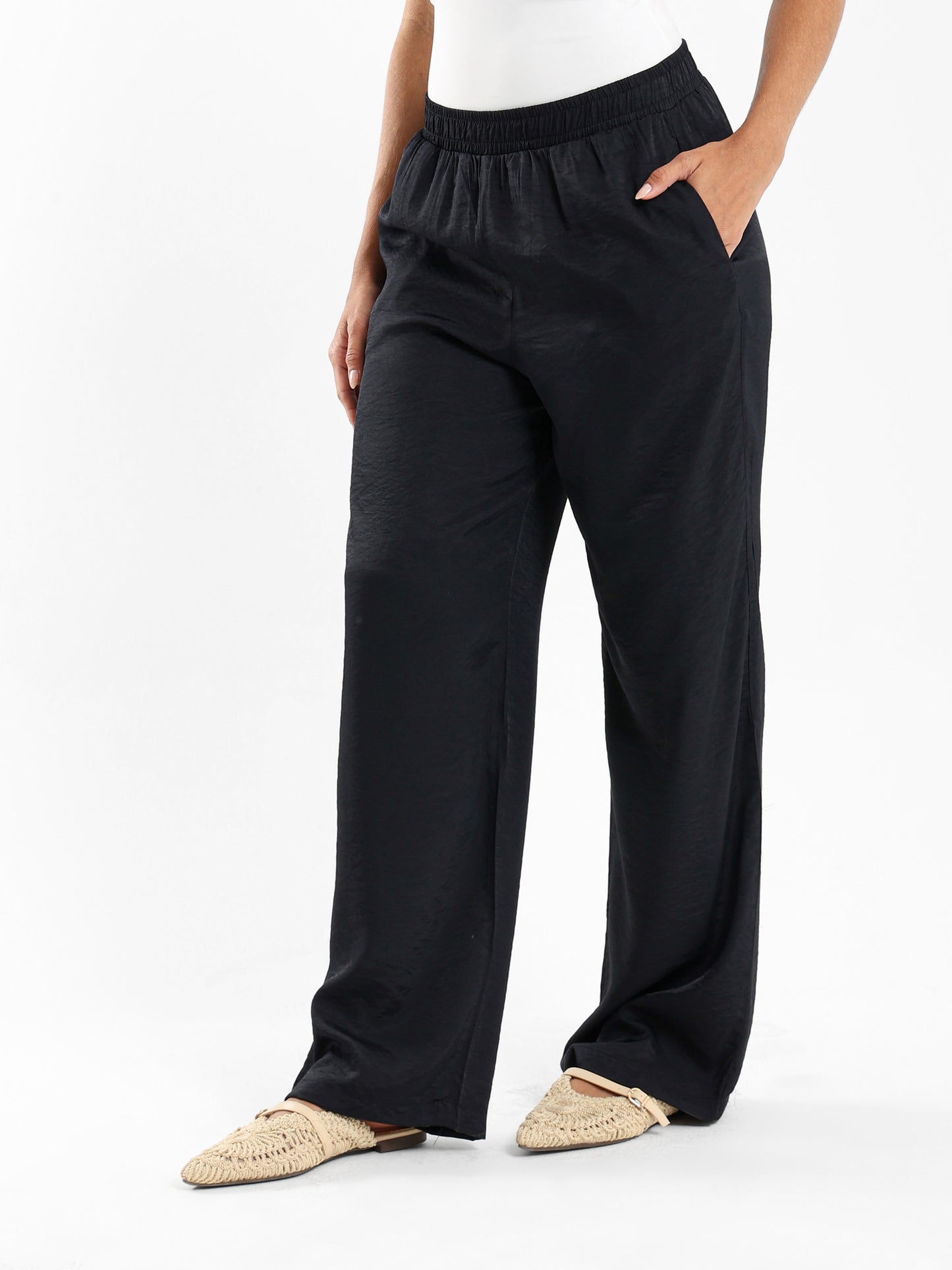 Wide-Leg Satin Pants
