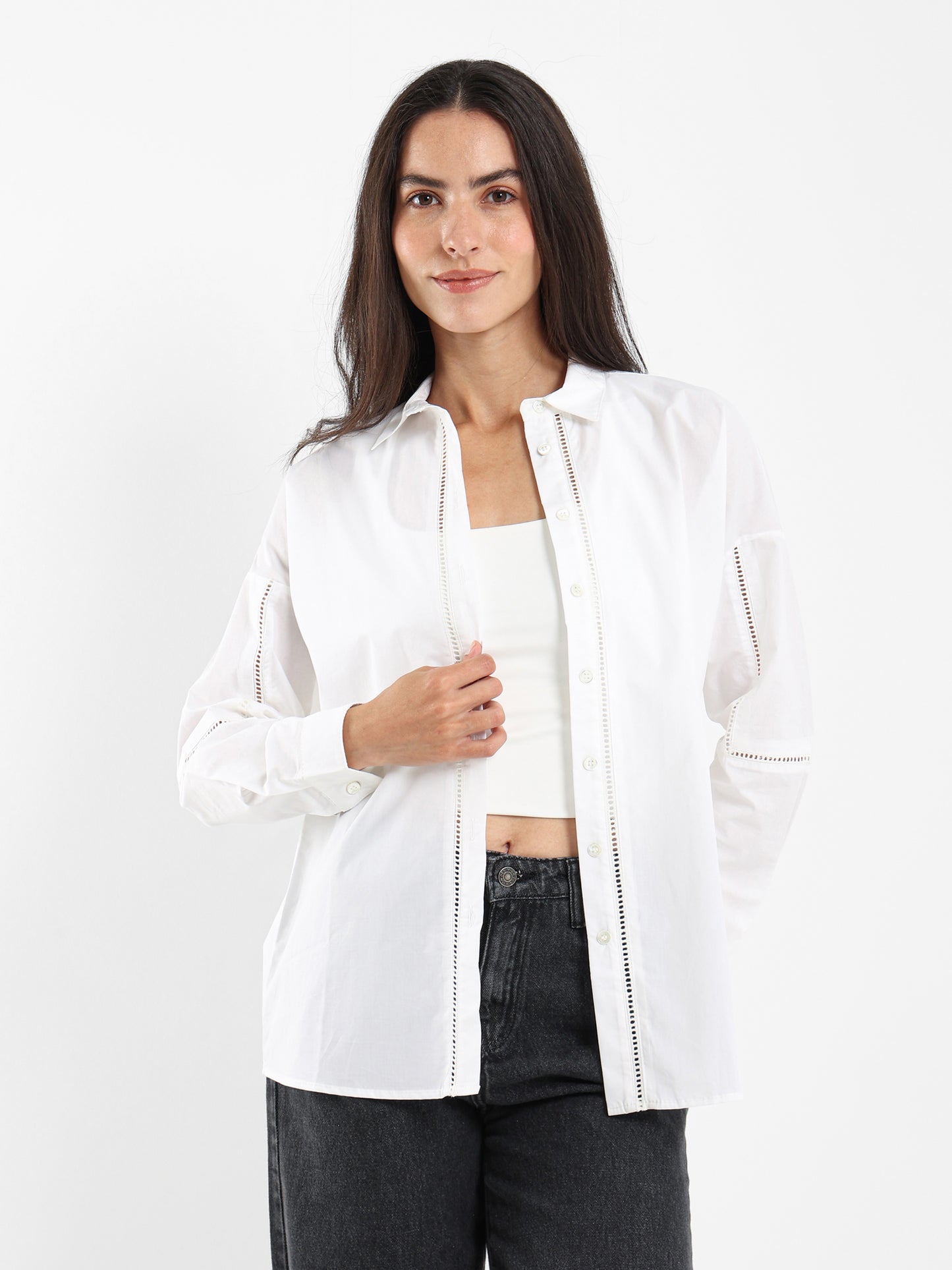 Oversized Shirt with Lace Detail