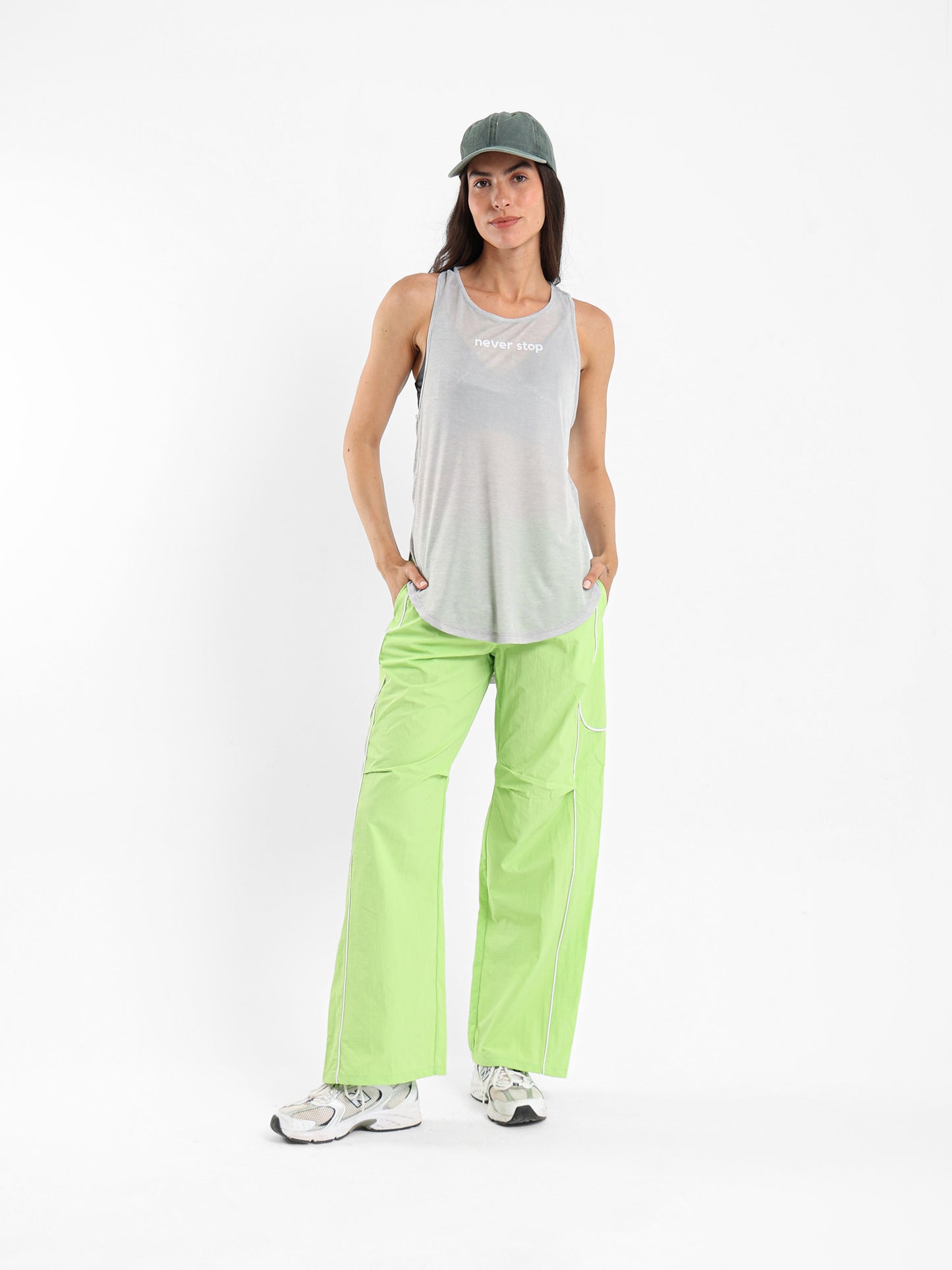 Never Stop Print Sleeveless Sports Tee