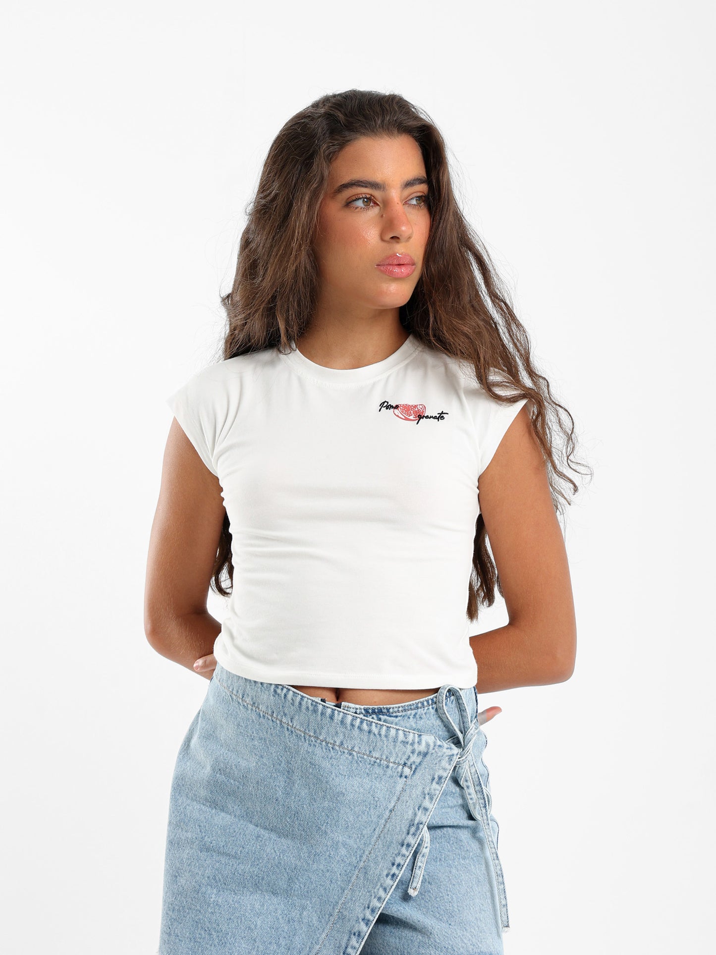 Pomegranate Print Cap Sleeve Tee