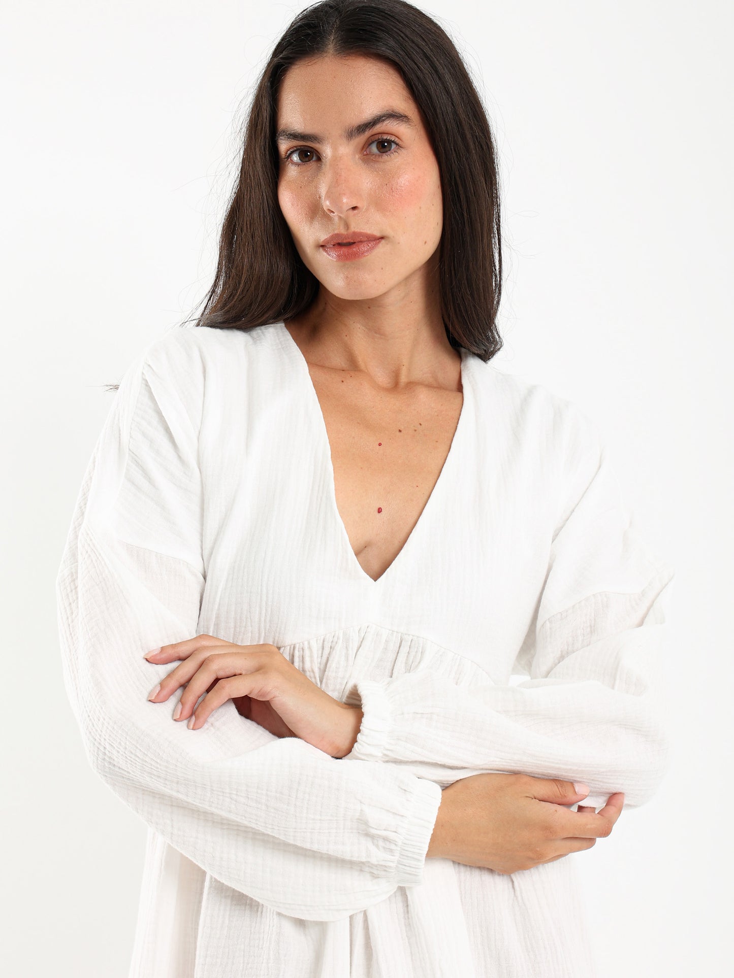 V-Neck Long Sleeve Maxi Dress