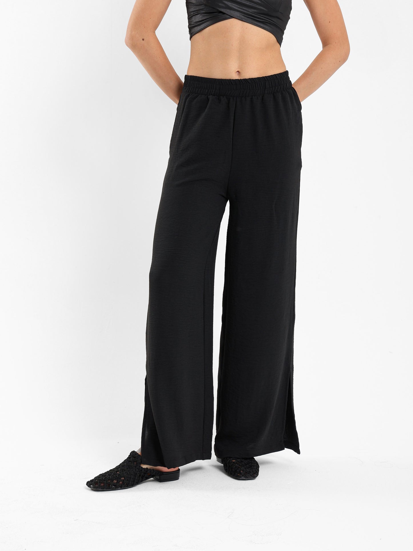 Wrinkled Blouse and Pants Twin Set