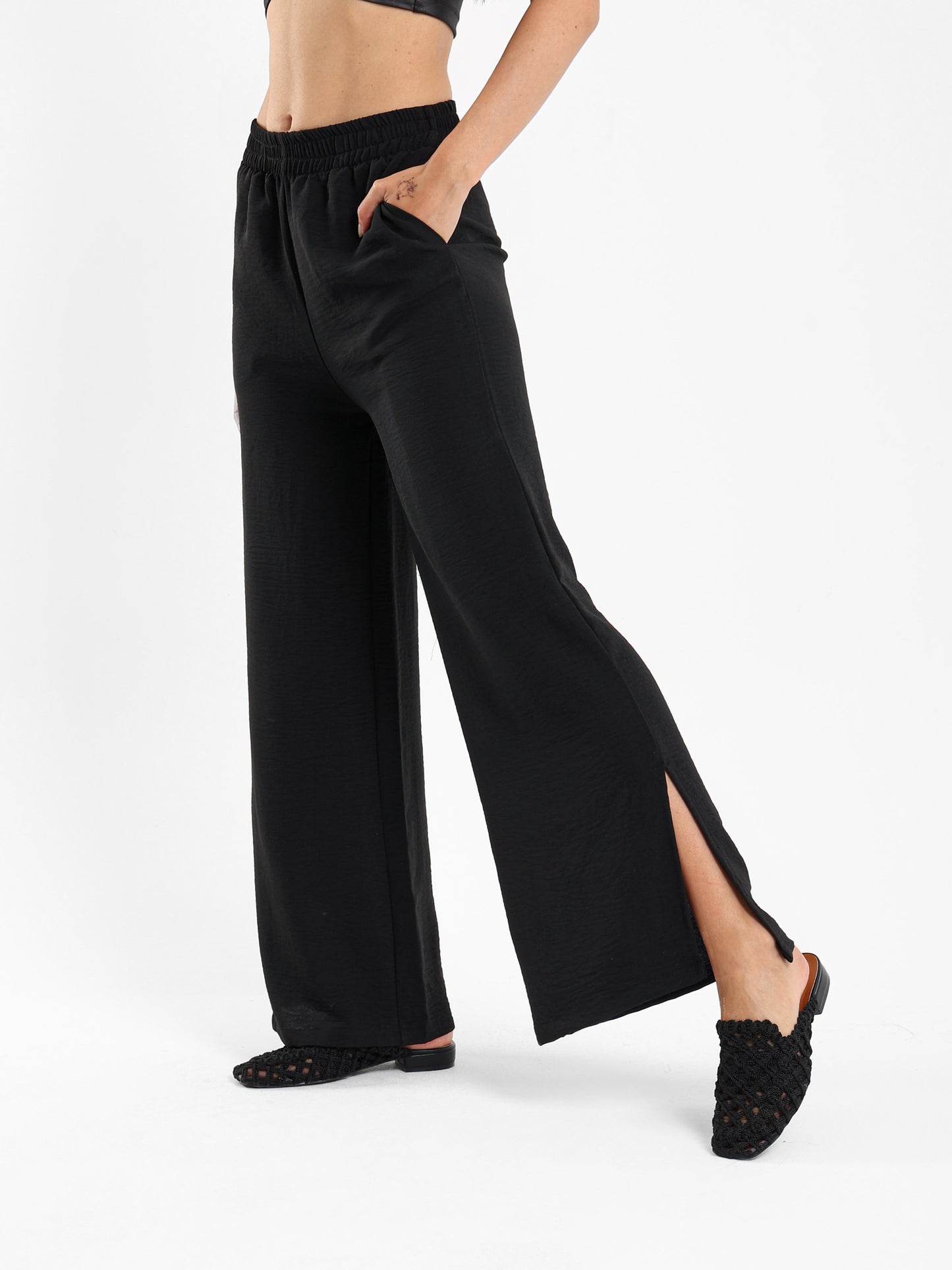 Wrinkled Blouse and Pants Twin Set