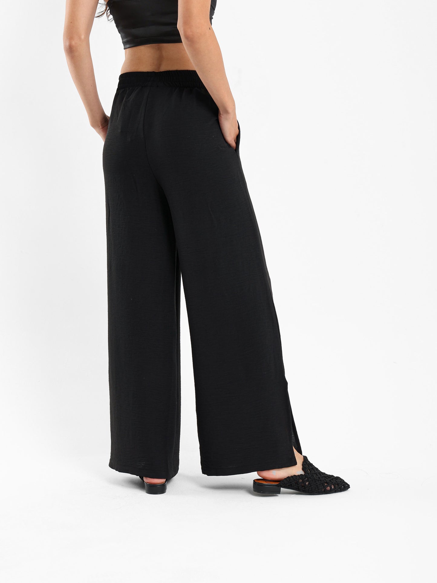 Wrinkled Blouse and Pants Twin Set